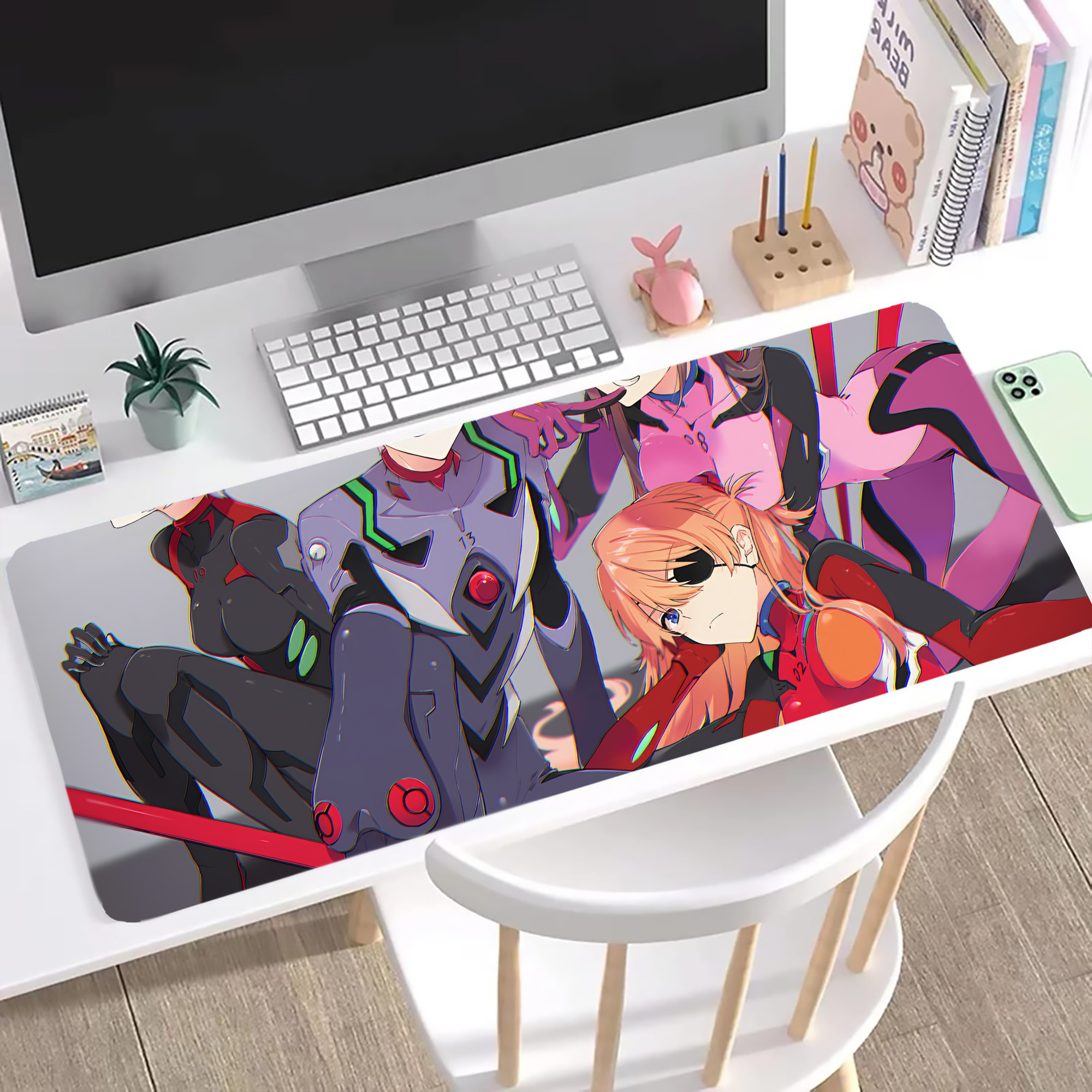 （画像用） EVA 新世紀エヴァンゲリオン ステッチ加工 大判デスクマット／滑り止めマウスパッド