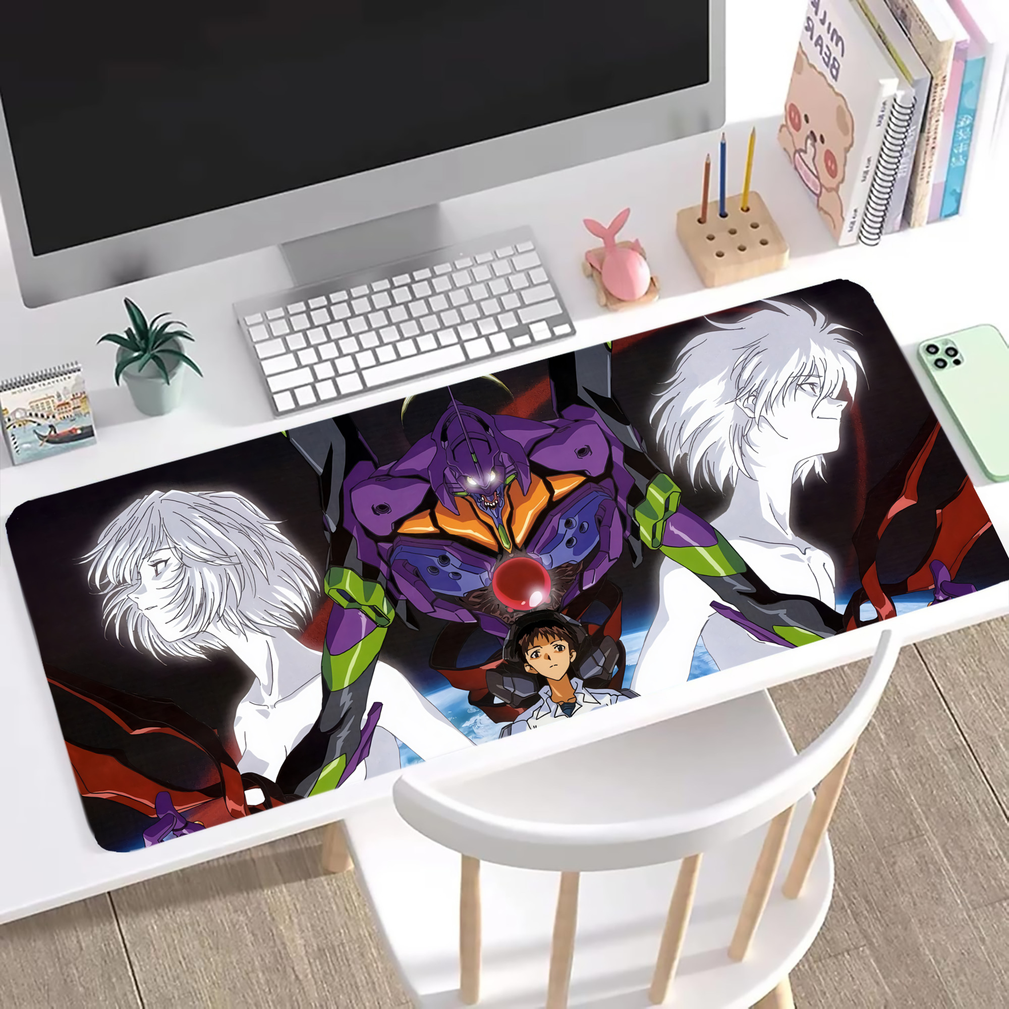 （画像用） EVA 新世紀エヴァンゲリオン ステッチ加工 大判デスクマット／滑り止めマウスパッド