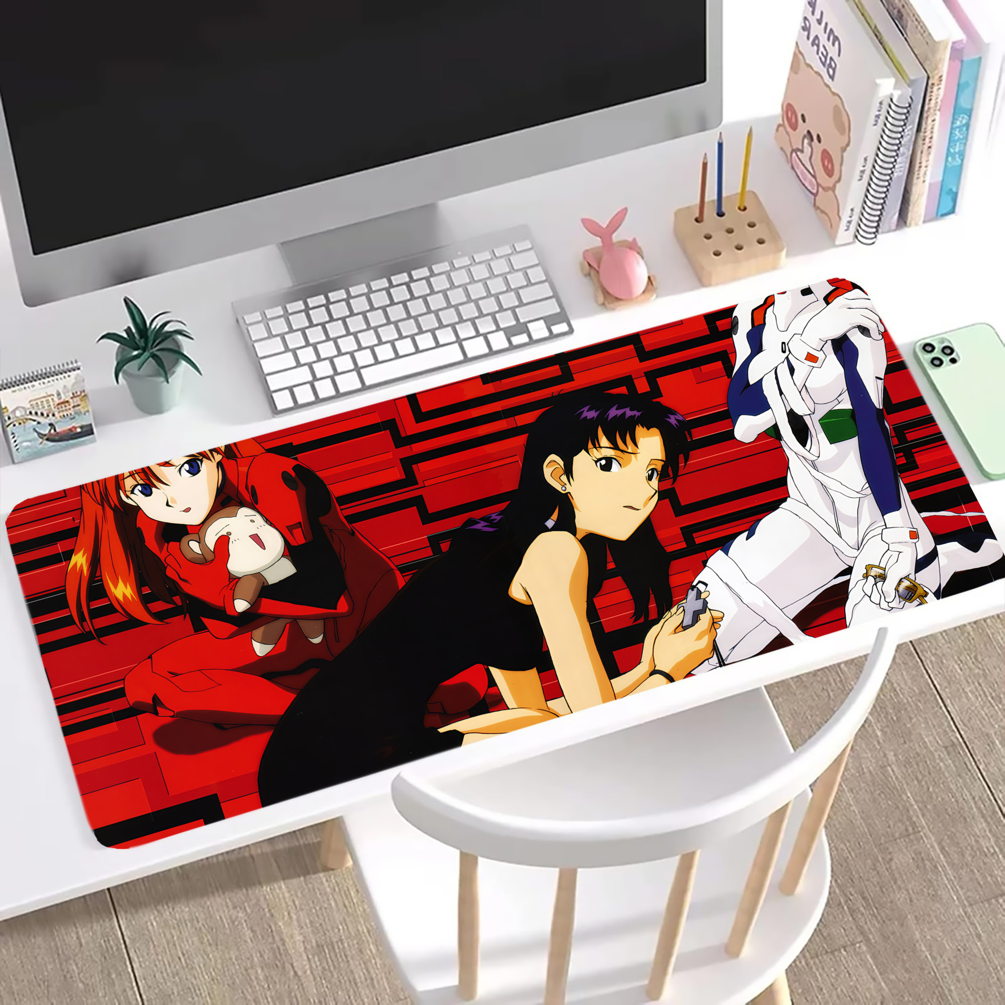 （画像用） EVA 新世紀エヴァンゲリオン ステッチ加工 大判デスクマット／滑り止めマウスパッド