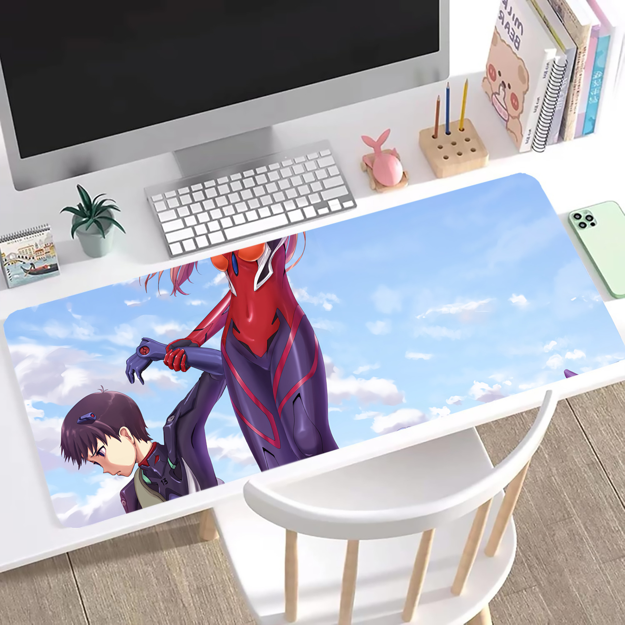 （画像用） EVA 新世紀エヴァンゲリオン ステッチ加工 大判デスクマット／滑り止めマウスパッド