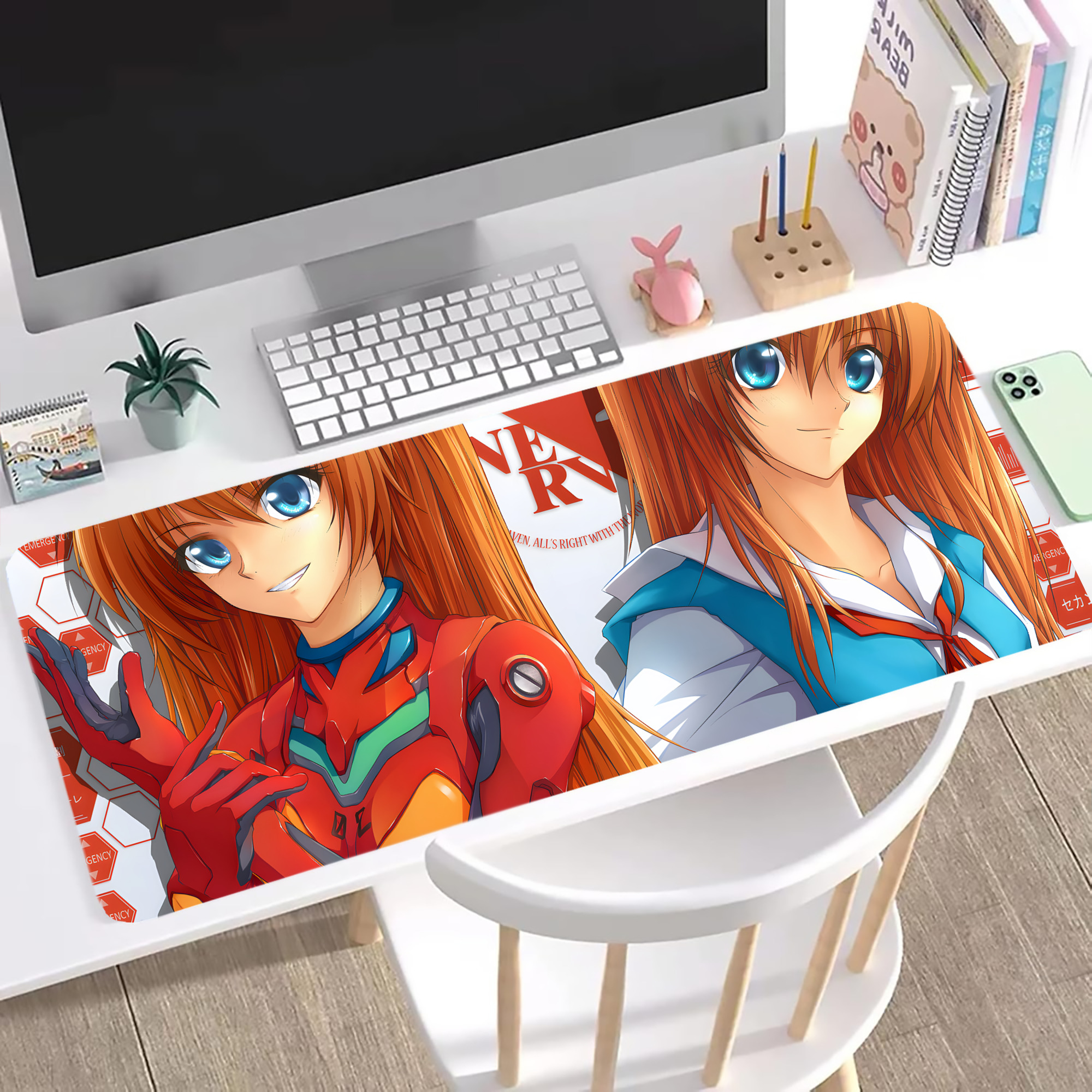 （画像用） EVA 新世紀エヴァンゲリオン ステッチ加工 大判デスクマット／滑り止めマウスパッド