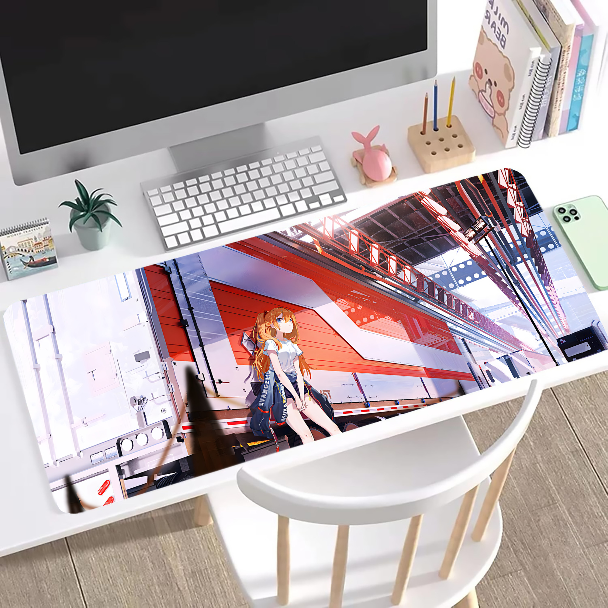 （画像用） EVA 新世紀エヴァンゲリオン ステッチ加工 大判デスクマット／滑り止めマウスパッド