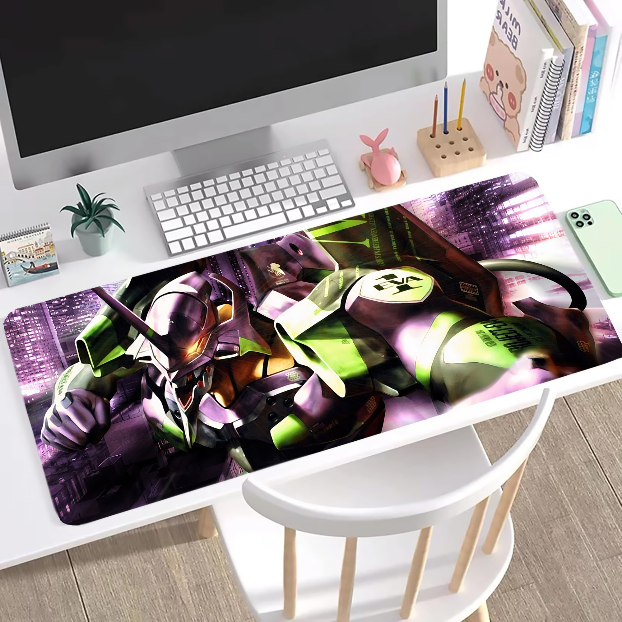 （画像用） EVA 新世紀エヴァンゲリオン ステッチ加工 大判デスクマット／滑り止めマウスパッド