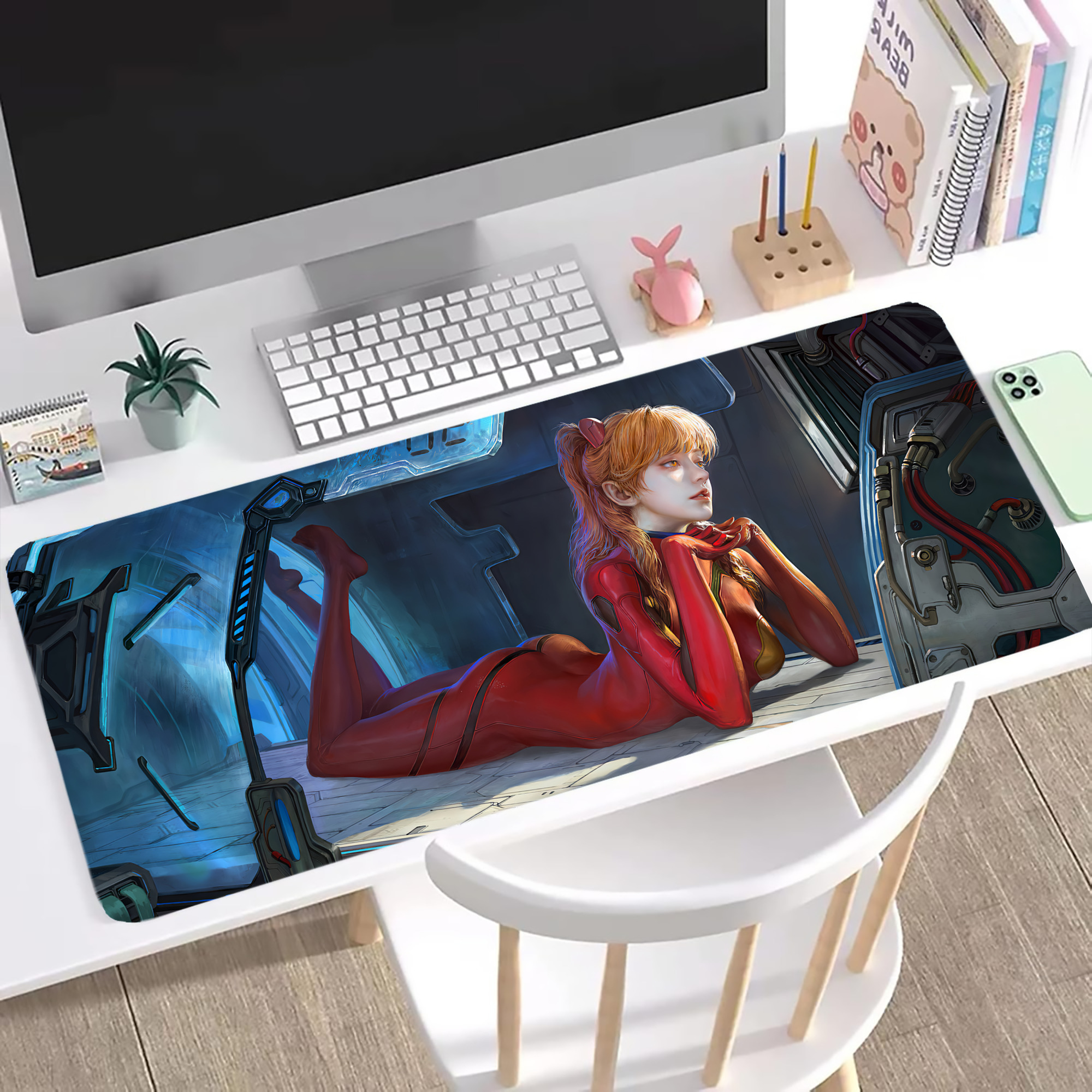 （画像用） EVA 新世紀エヴァンゲリオン ステッチ加工 大判デスクマット／滑り止めマウスパッド