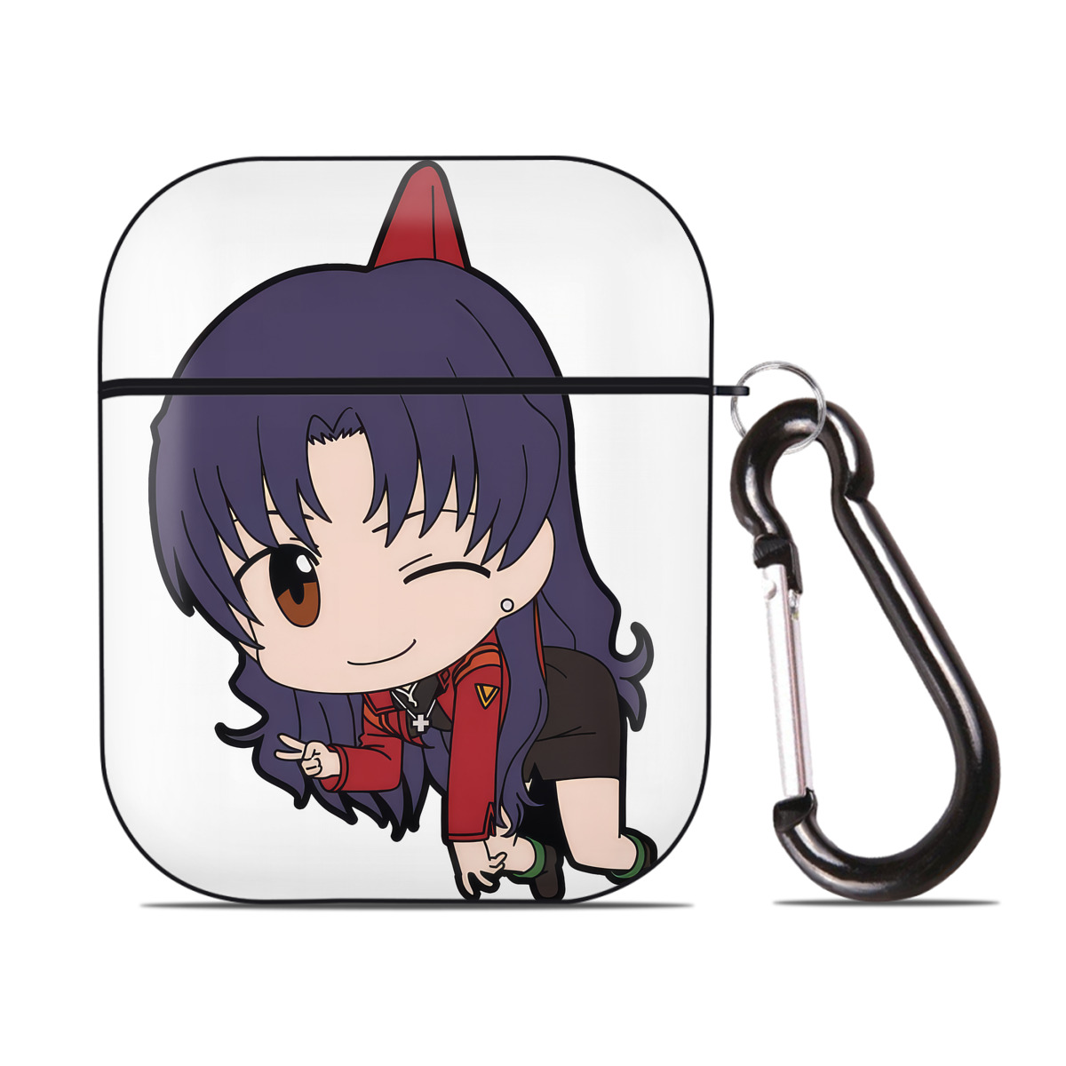 （画像用） EVA 新世紀エヴァンゲリオン AirPods 第2世代保護ケース ハードシェル ブラック 耐衝撃・防指紋・カラビナ付き