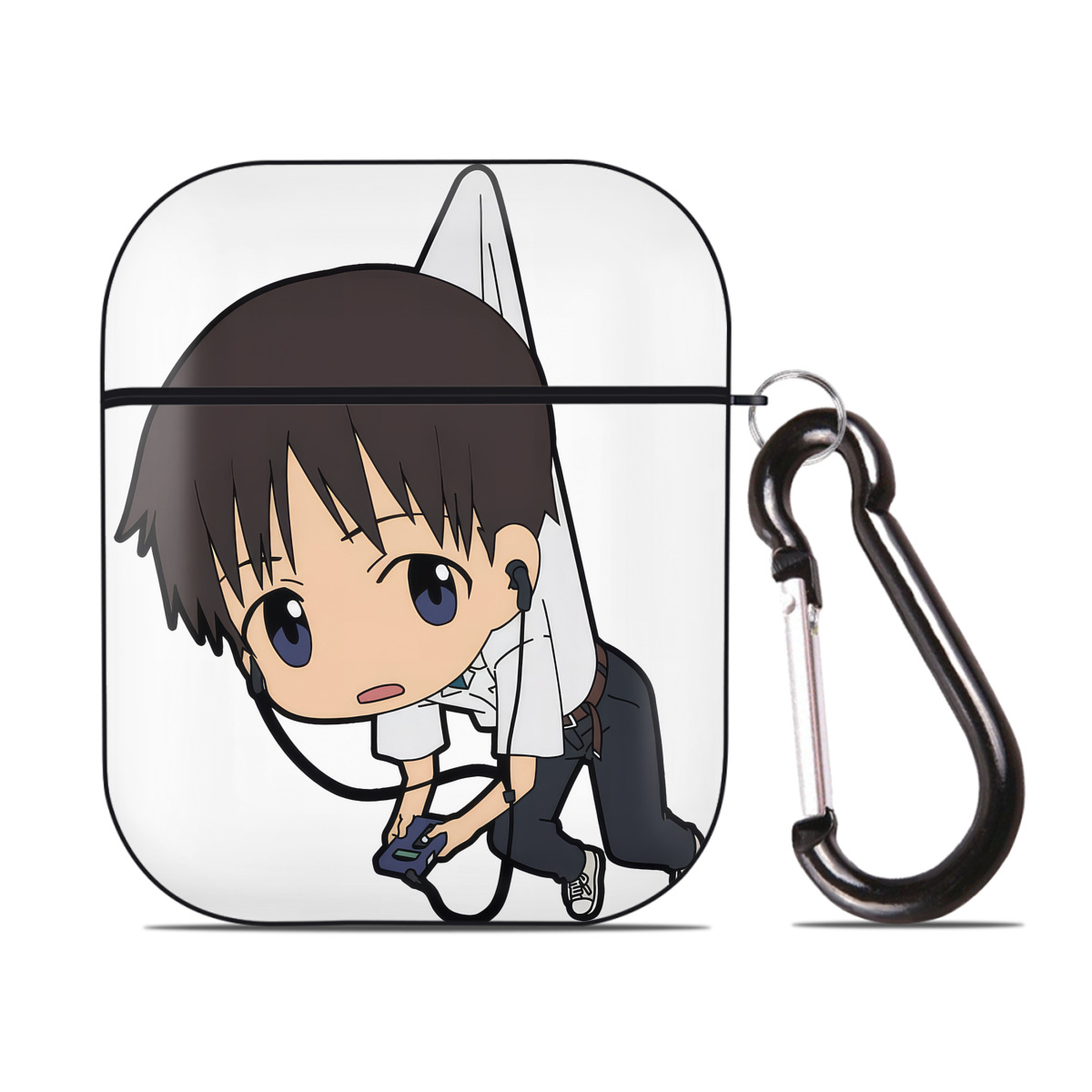 （画像用） EVA 新世紀エヴァンゲリオン AirPods 第2世代保護ケース ハードシェル ブラック 耐衝撃・防指紋・カラビナ付き