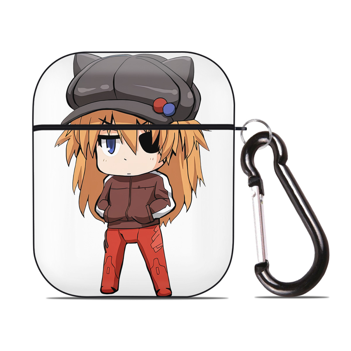 （画像用） EVA 新世紀エヴァンゲリオン AirPods 第2世代保護ケース ハードシェル ブラック 耐衝撃・防指紋・カラビナ付き