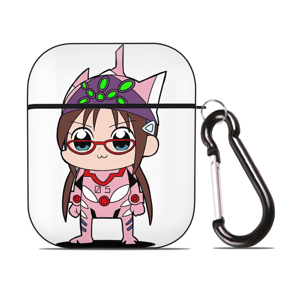 （画像用） EVA 新世紀エヴァンゲリオン AirPods 第2世代保護ケース ハードシェル ブラック 耐衝撃・防指紋・カラビナ付き