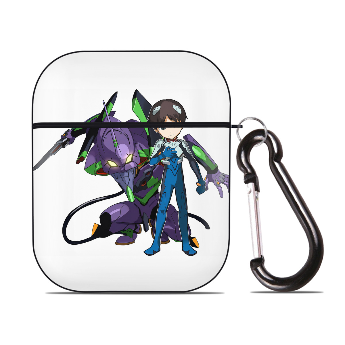（画像用） EVA 新世紀エヴァンゲリオン AirPods 第2世代保護ケース ハードシェル ブラック 耐衝撃・防指紋・カラビナ付き