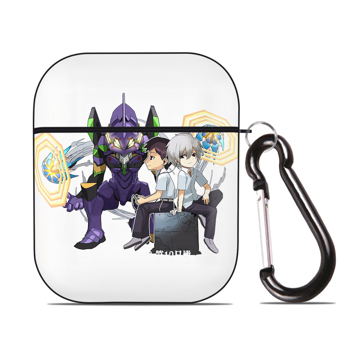 （画像用） EVA 新世紀エヴァンゲリオン AirPods 第2世代保護ケース ハードシェル ブラック 耐衝撃・防指紋・カラビナ付き