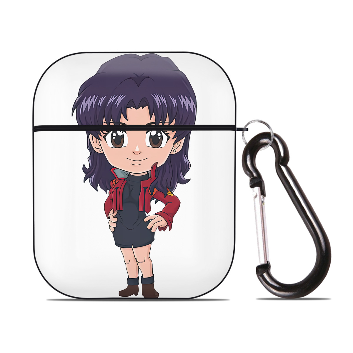 （画像用） EVA 新世紀エヴァンゲリオン AirPods 第2世代保護ケース ハードシェル ブラック 耐衝撃・防指紋・カラビナ付き