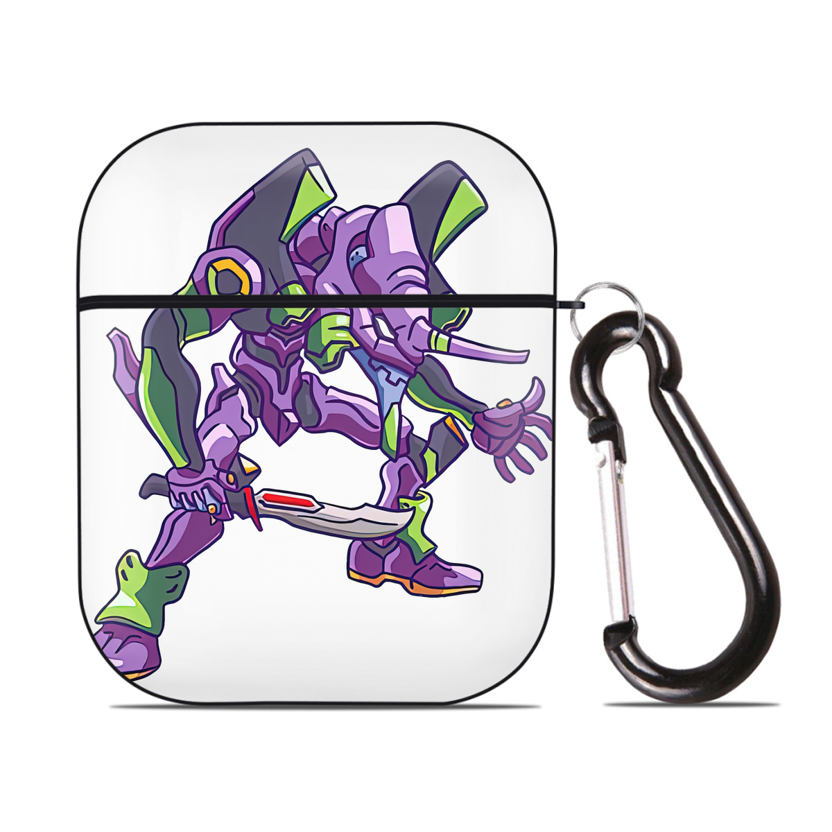 （画像用） EVA 新世紀エヴァンゲリオン AirPods 第2世代保護ケース ハードシェル ブラック 耐衝撃・防指紋・カラビナ付き