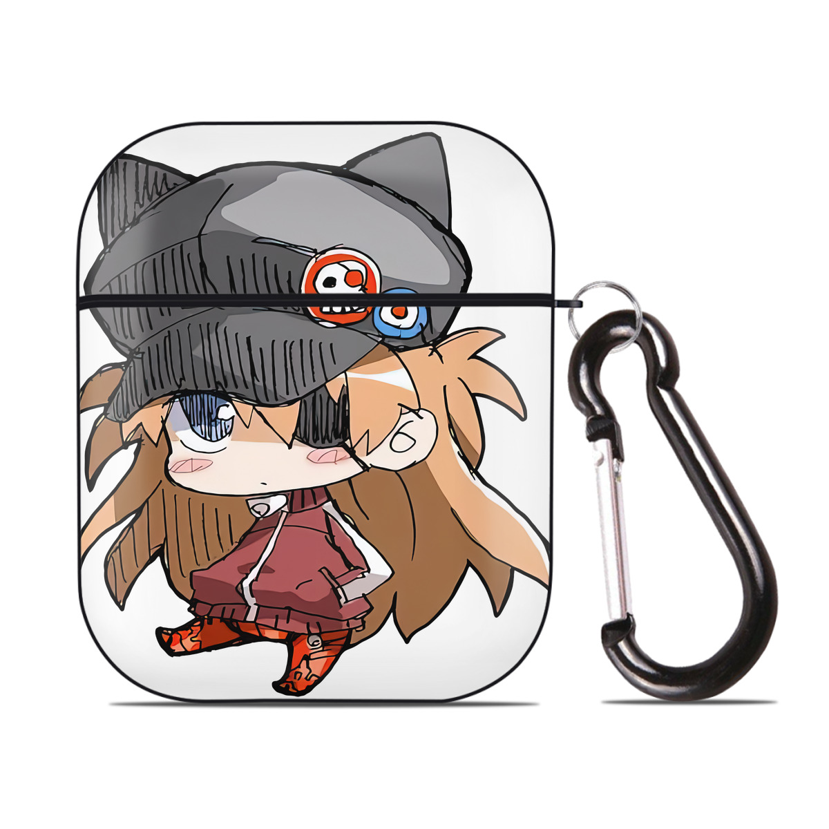 （画像用） EVA 新世紀エヴァンゲリオン AirPods 第2世代保護ケース ハードシェル ブラック 耐衝撃・防指紋・カラビナ付き