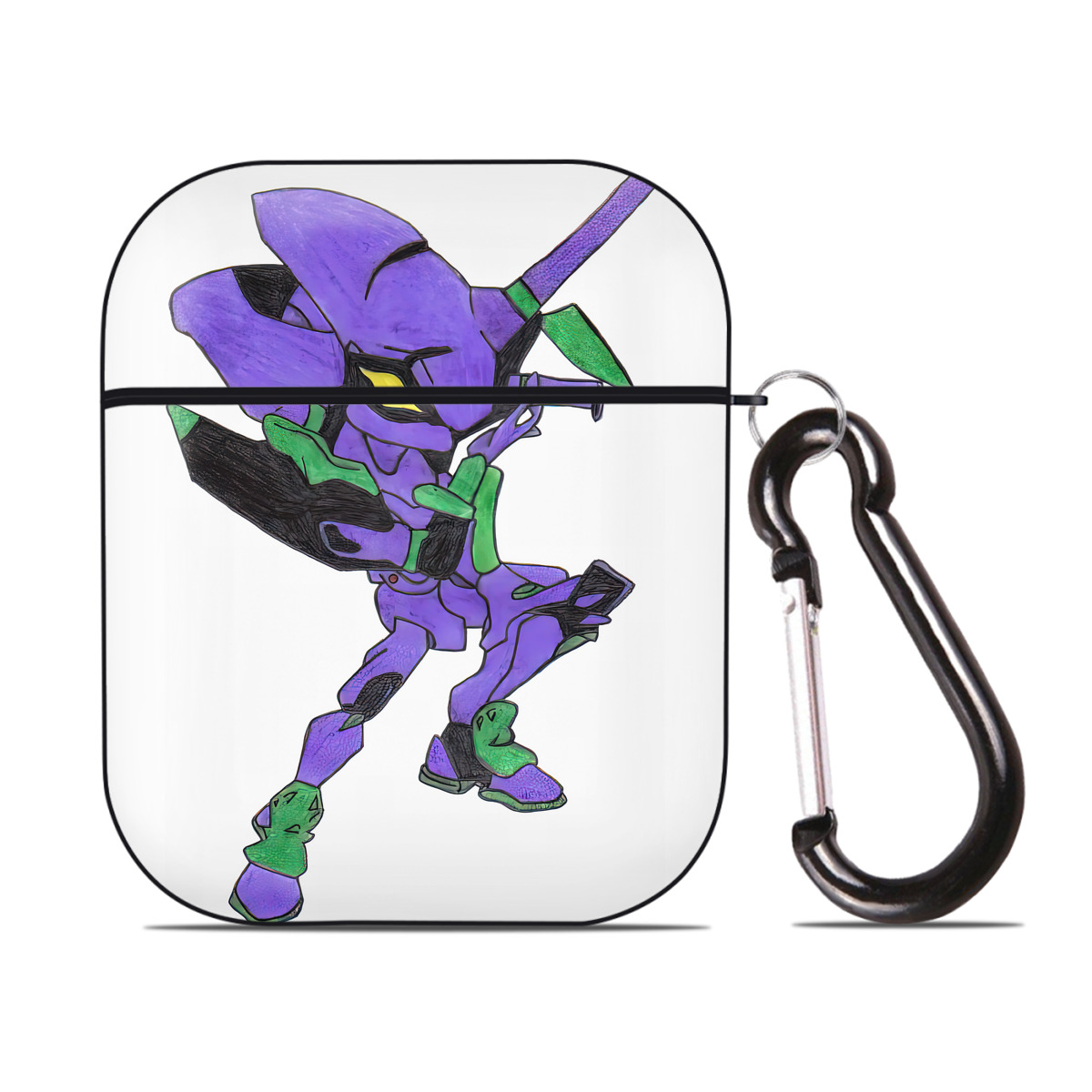 （画像用） EVA 新世紀エヴァンゲリオン AirPods 第2世代保護ケース ハードシェル ブラック 耐衝撃・防指紋・カラビナ付き