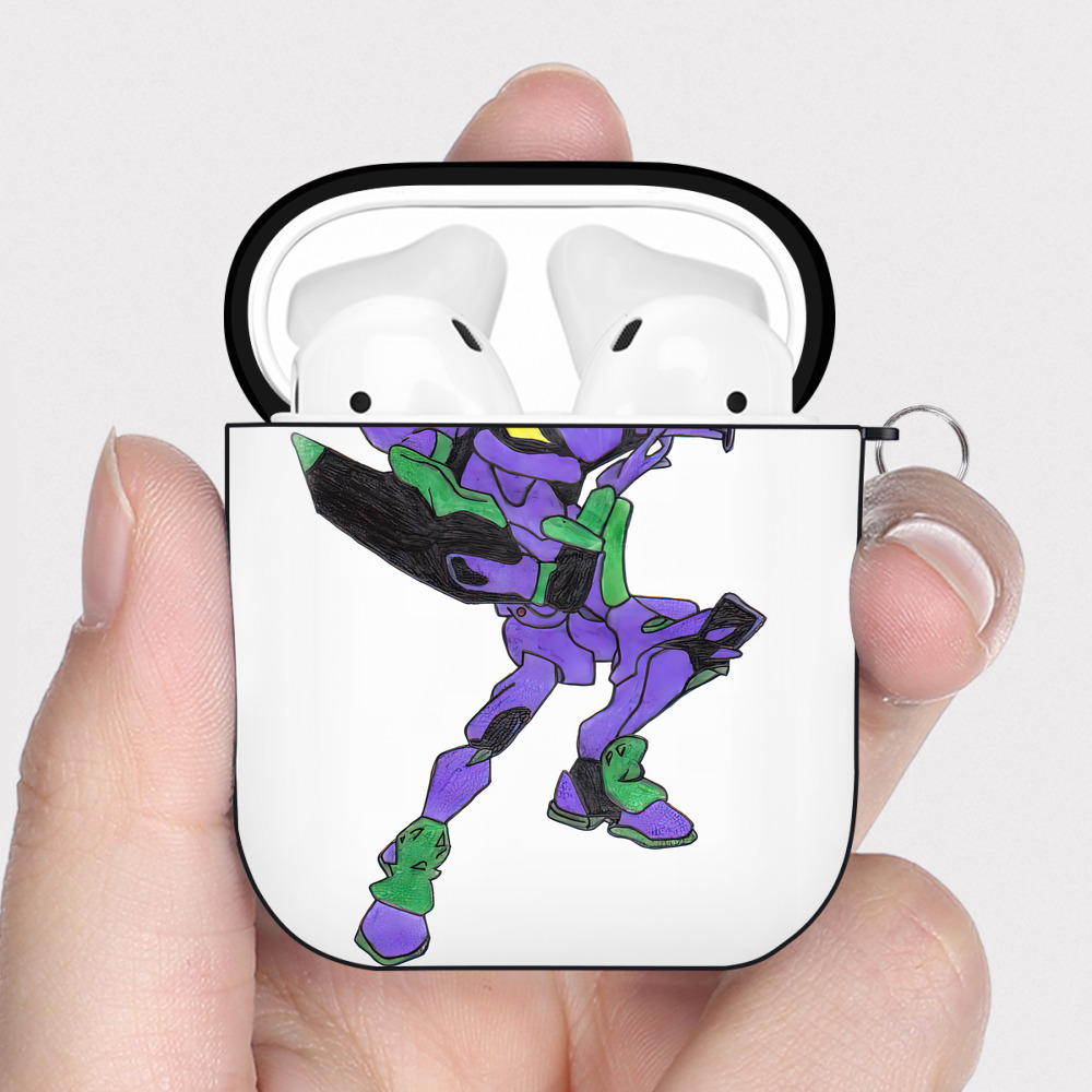 （画像用） EVA 新世紀エヴァンゲリオン AirPods 第2世代保護ケース ハードシェル ブラック 耐衝撃・防指紋・カラビナ付き