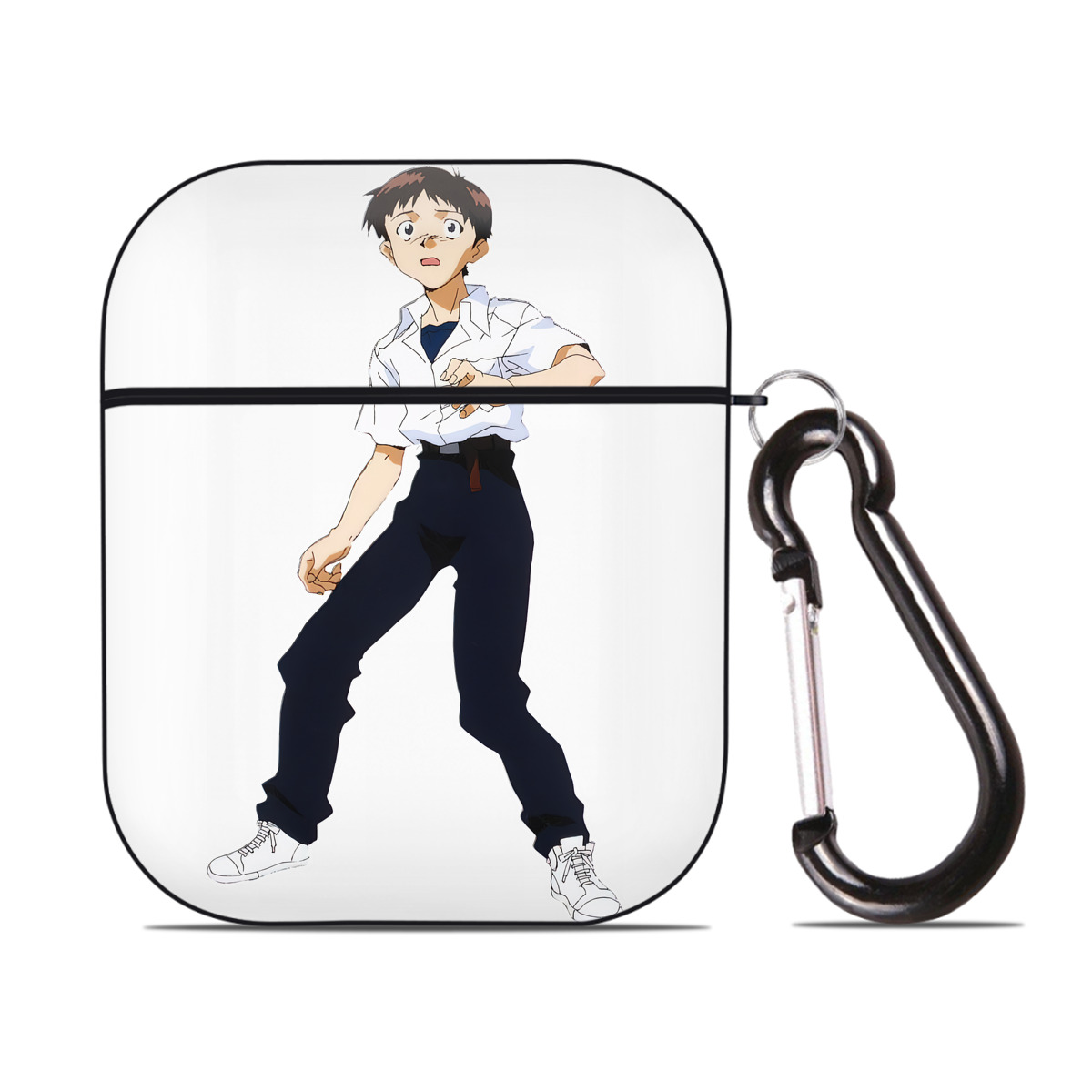 （画像用） EVA 新世紀エヴァンゲリオン AirPods 第2世代保護ケース ハードシェル ブラック 耐衝撃・防指紋・カラビナ付き