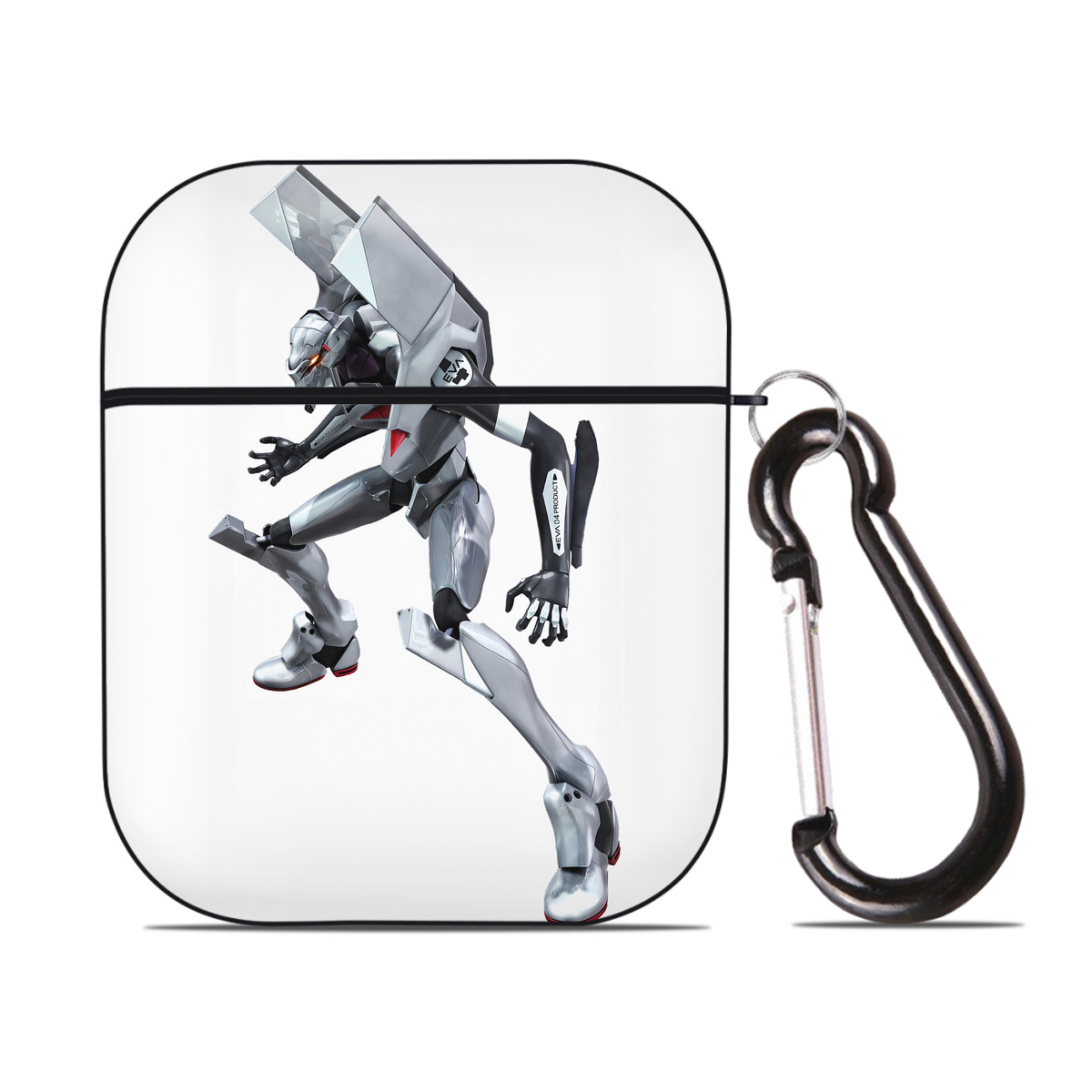 （画像用） EVA 新世紀エヴァンゲリオン AirPods 第2世代保護ケース ハードシェル ブラック 耐衝撃・防指紋・カラビナ付き