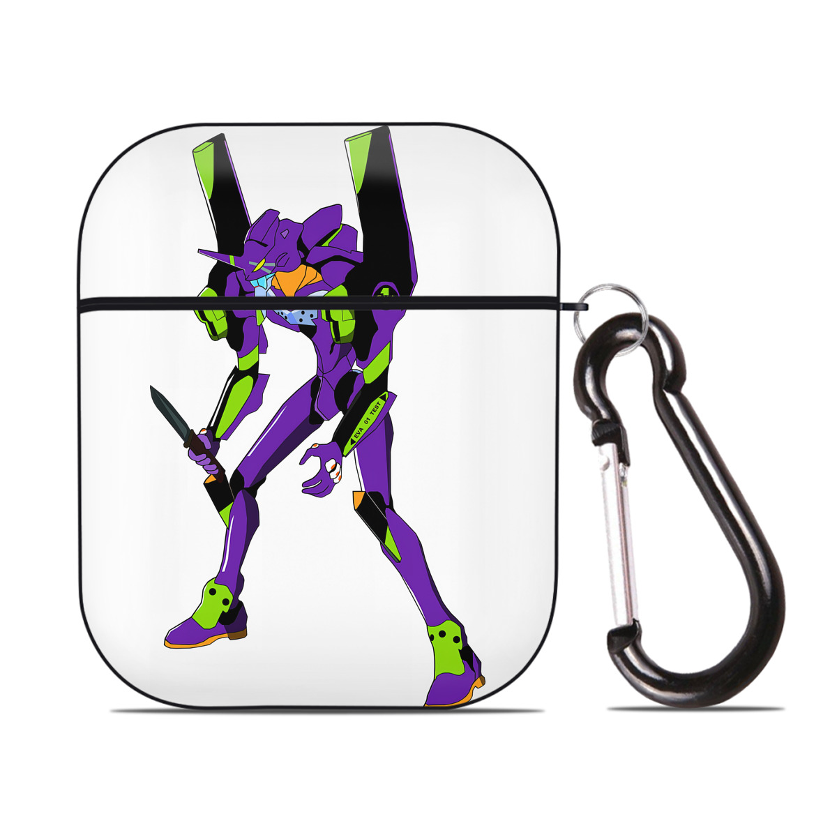 （画像用） EVA 新世紀エヴァンゲリオン AirPods 第2世代保護ケース ハードシェル ブラック 耐衝撃・防指紋・カラビナ付き