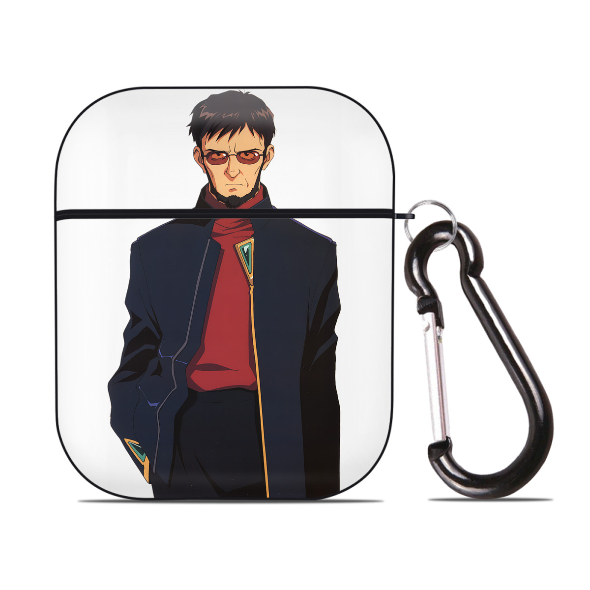 （画像用） EVA 新世紀エヴァンゲリオン AirPods 第2世代保護ケース ハードシェル ブラック 耐衝撃・防指紋・カラビナ付き