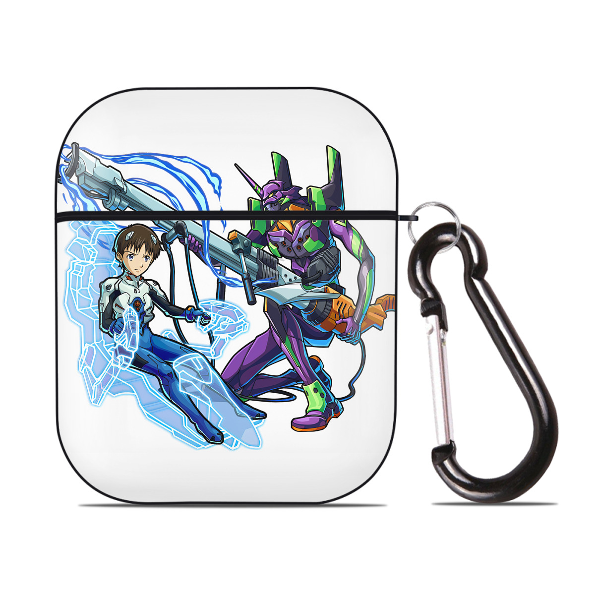 （画像用） EVA 新世紀エヴァンゲリオン AirPods 第2世代保護ケース ハードシェル ブラック 耐衝撃・防指紋・カラビナ付き