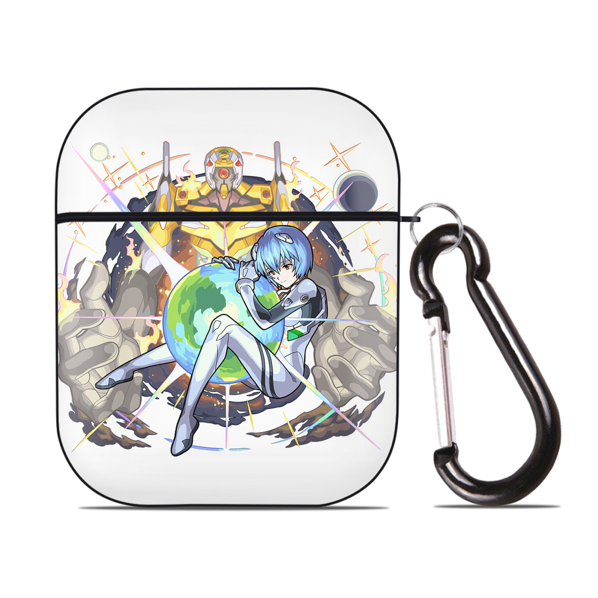（画像用） EVA 新世紀エヴァンゲリオン AirPods 第2世代保護ケース ハードシェル ブラック 耐衝撃・防指紋・カラビナ付き