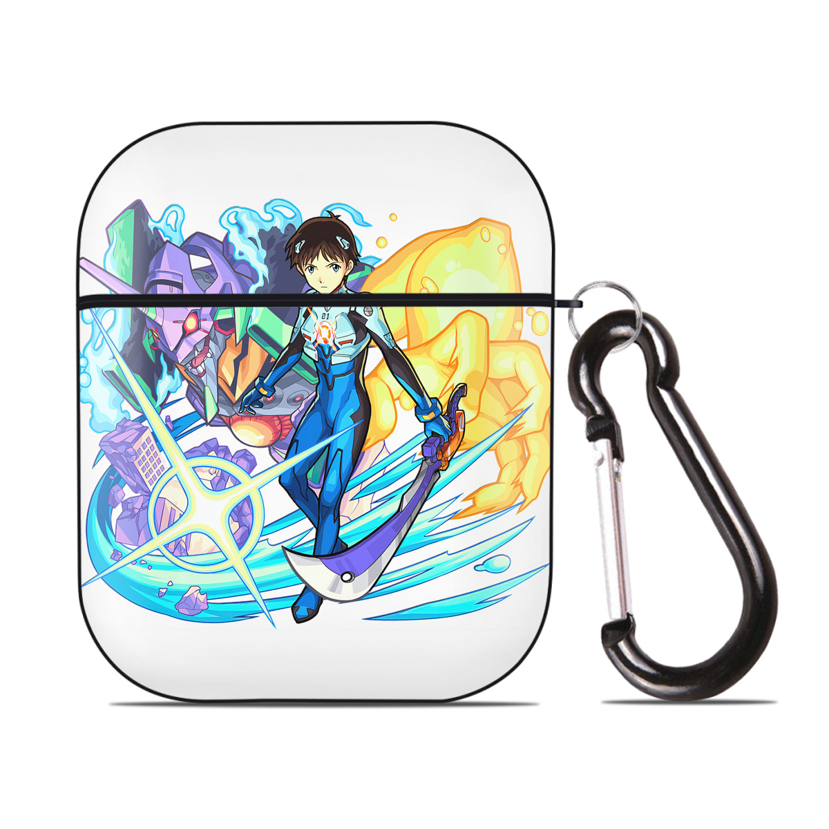 （画像用） EVA 新世紀エヴァンゲリオン AirPods 第2世代保護ケース ハードシェル ブラック 耐衝撃・防指紋・カラビナ付き