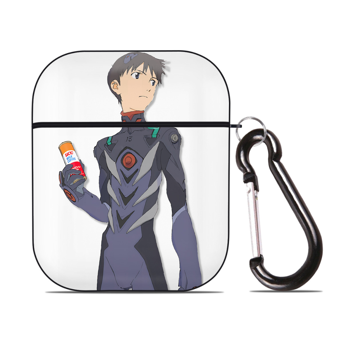 （画像用） EVA 新世紀エヴァンゲリオン AirPods 第2世代保護ケース ハードシェル ブラック 耐衝撃・防指紋・カラビナ付き