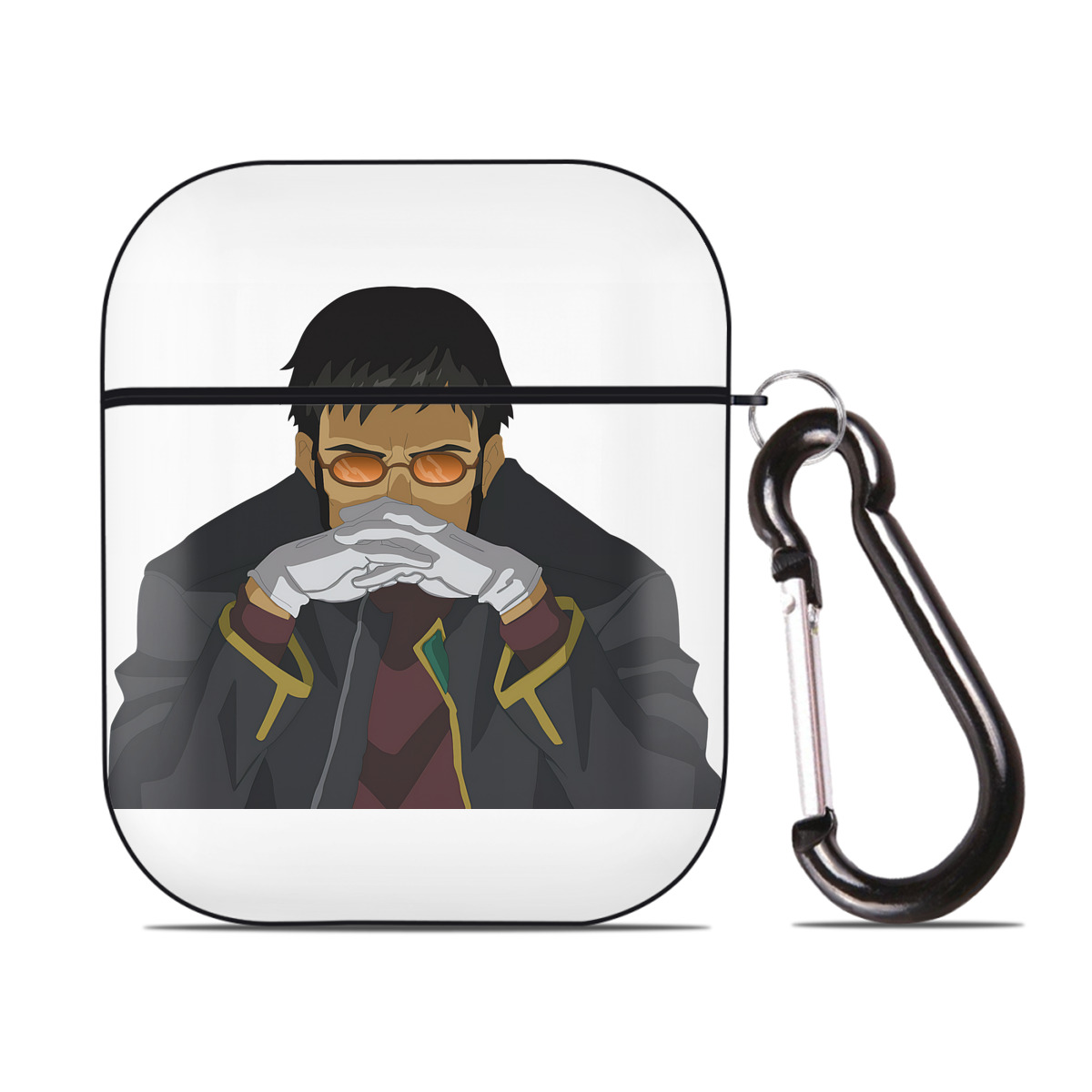 （画像用） EVA 新世紀エヴァンゲリオン AirPods 第2世代保護ケース ハードシェル ブラック 耐衝撃・防指紋・カラビナ付き