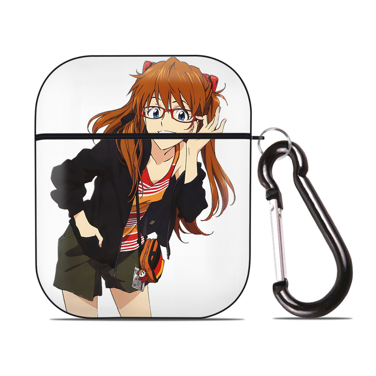 （画像用） EVA 新世紀エヴァンゲリオン AirPods 第2世代保護ケース ハードシェル ブラック 耐衝撃・防指紋・カラビナ付き