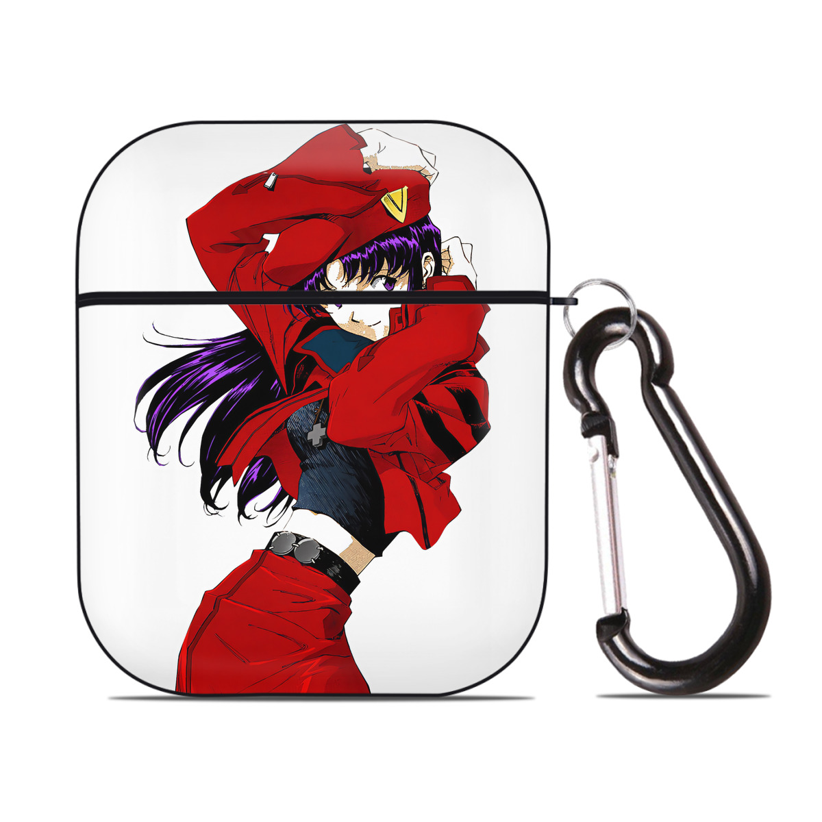 （画像用） EVA 新世紀エヴァンゲリオン AirPods 第2世代保護ケース ハードシェル ブラック 耐衝撃・防指紋・カラビナ付き