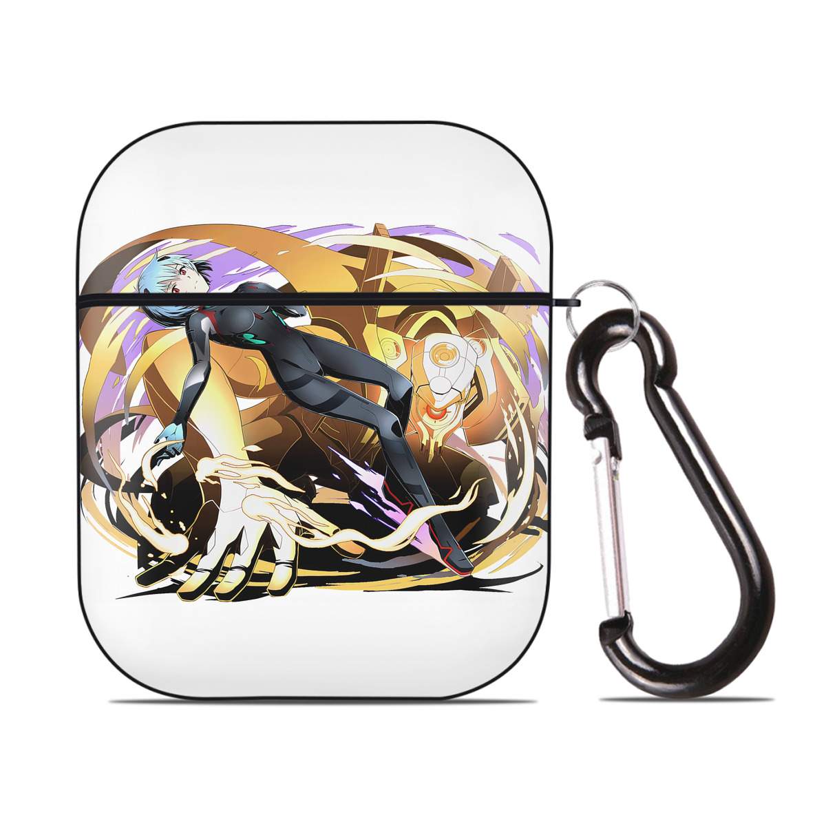（画像用） EVA 新世紀エヴァンゲリオン AirPods 第2世代保護ケース ハードシェル ブラック 耐衝撃・防指紋・カラビナ付き