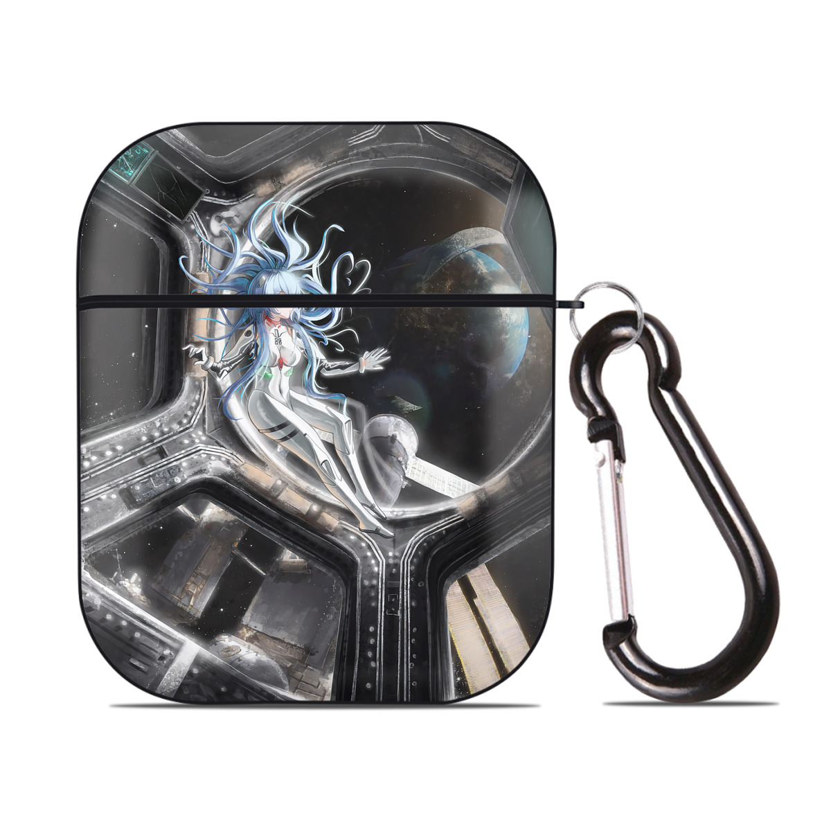 （画像用） EVA 新世紀エヴァンゲリオン AirPods 第2世代保護ケース ハードシェル ブラック 耐衝撃・防指紋・カラビナ付き
