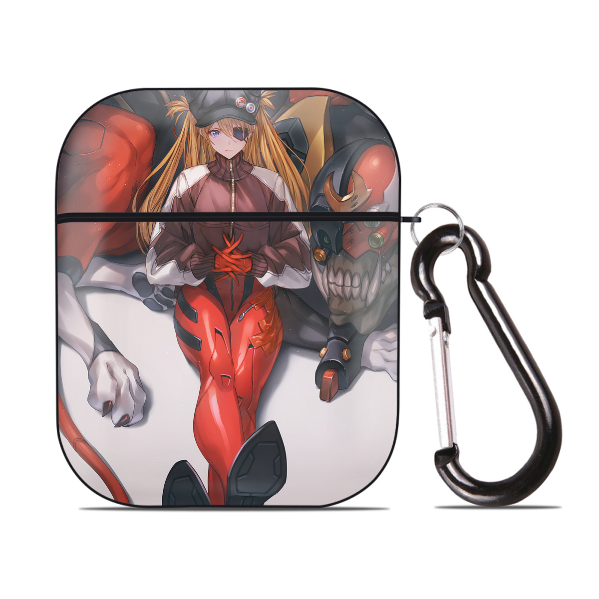 （画像用） EVA 新世紀エヴァンゲリオン AirPods 第2世代保護ケース ハードシェル ブラック 耐衝撃・防指紋・カラビナ付き