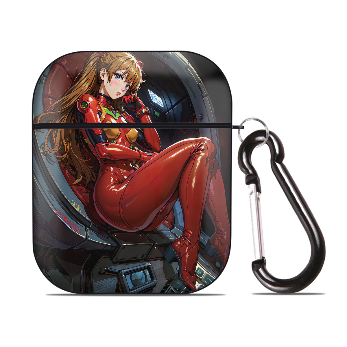 （画像用） EVA 新世紀エヴァンゲリオン AirPods 第2世代保護ケース ハードシェル ブラック 耐衝撃・防指紋・カラビナ付き