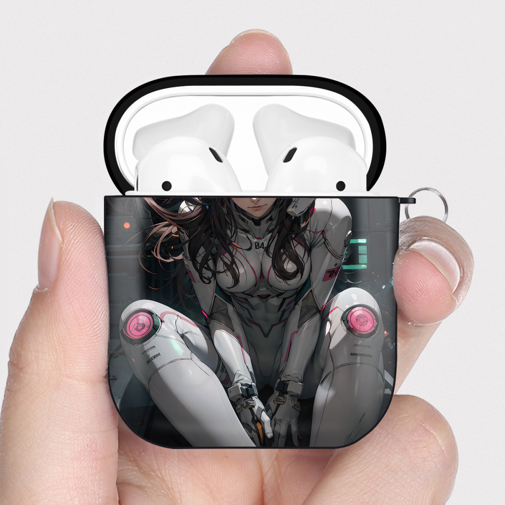（画像用） EVA 新世紀エヴァンゲリオン AirPods 第2世代保護ケース ハードシェル ブラック 耐衝撃・防指紋・カラビナ付き
