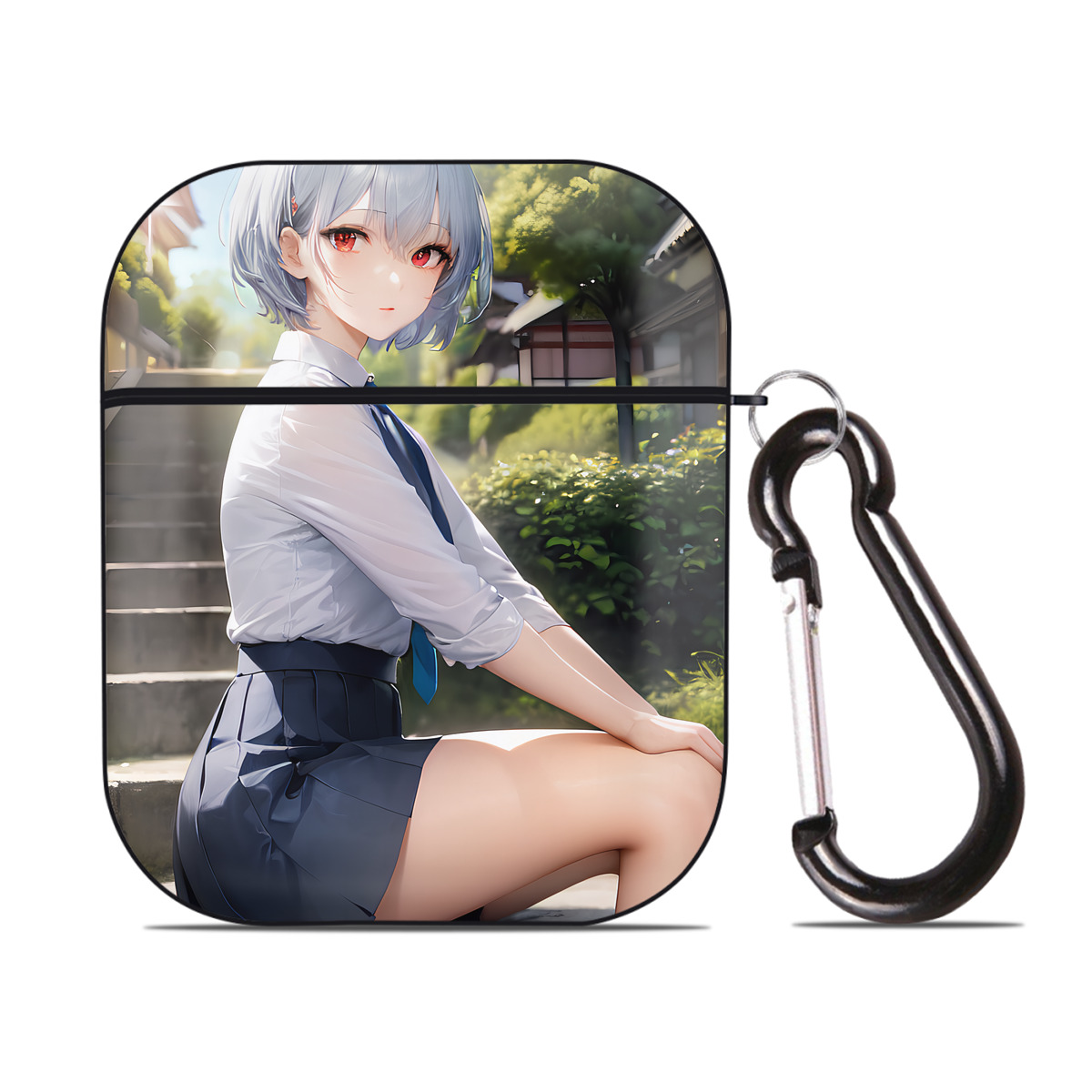 （画像用） EVA 新世紀エヴァンゲリオン AirPods 第2世代保護ケース ハードシェル ブラック 耐衝撃・防指紋・カラビナ付き
