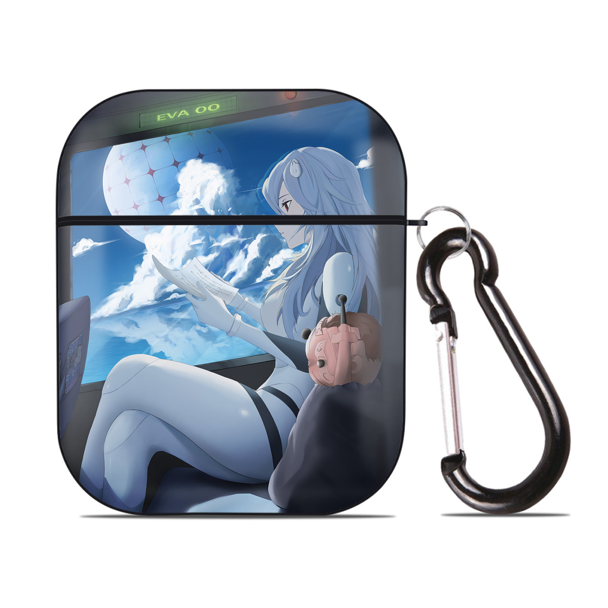 （画像用） EVA 新世紀エヴァンゲリオン AirPods 第2世代保護ケース ハードシェル ブラック 耐衝撃・防指紋・カラビナ付き