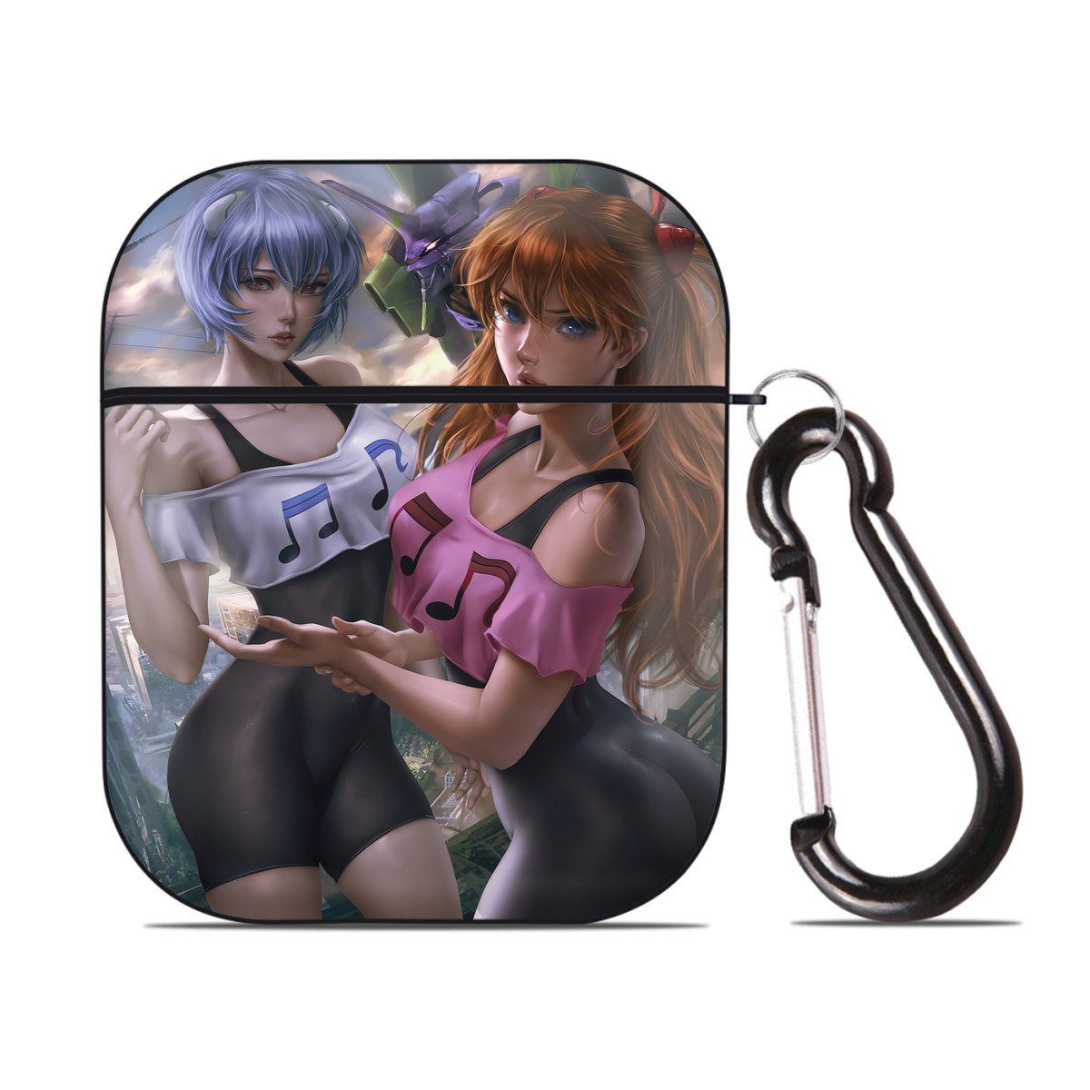 （画像用） EVA 新世紀エヴァンゲリオン AirPods 第2世代保護ケース ハードシェル ブラック 耐衝撃・防指紋・カラビナ付き
