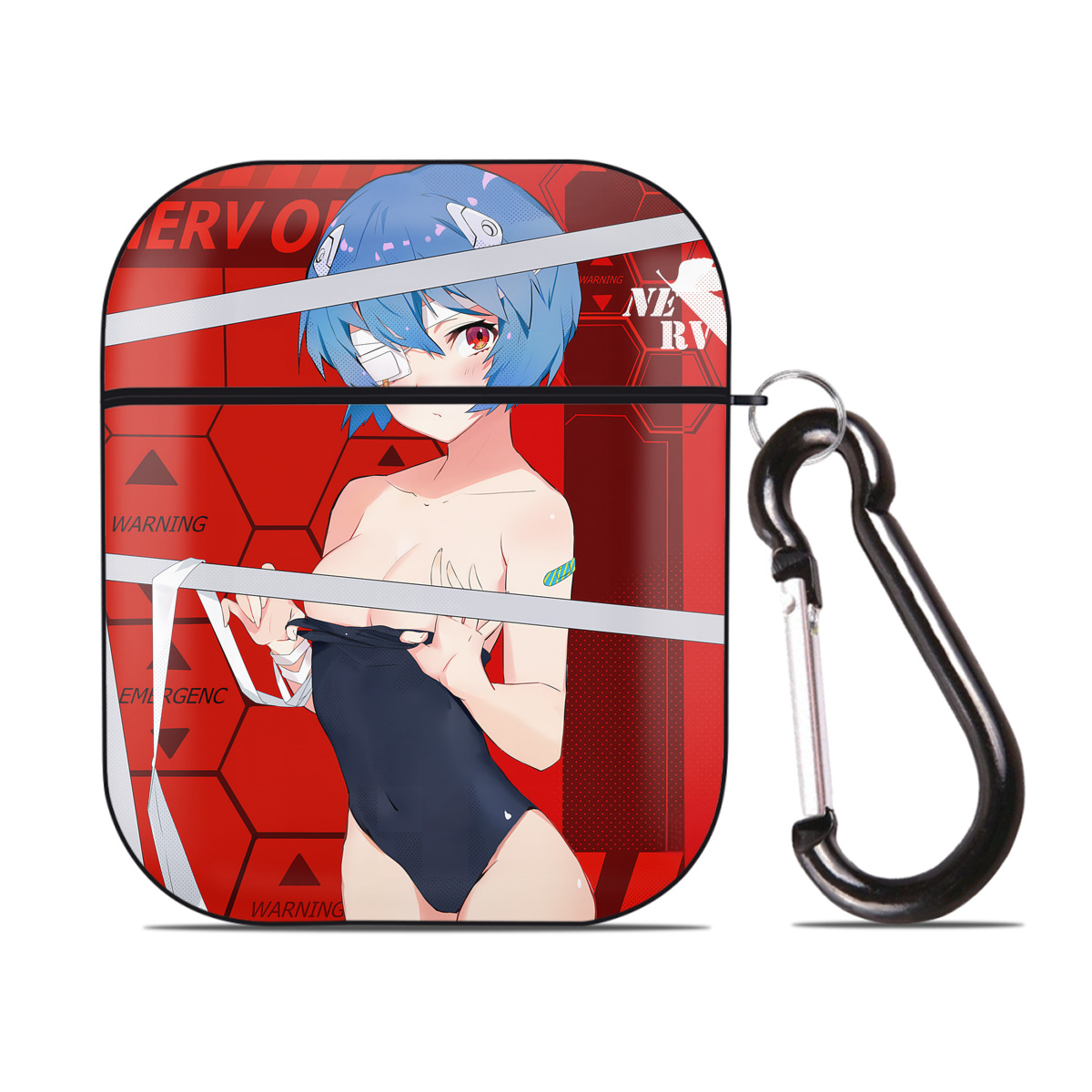 （画像用） EVA 新世紀エヴァンゲリオン AirPods 第2世代保護ケース ハードシェル ブラック 耐衝撃・防指紋・カラビナ付き