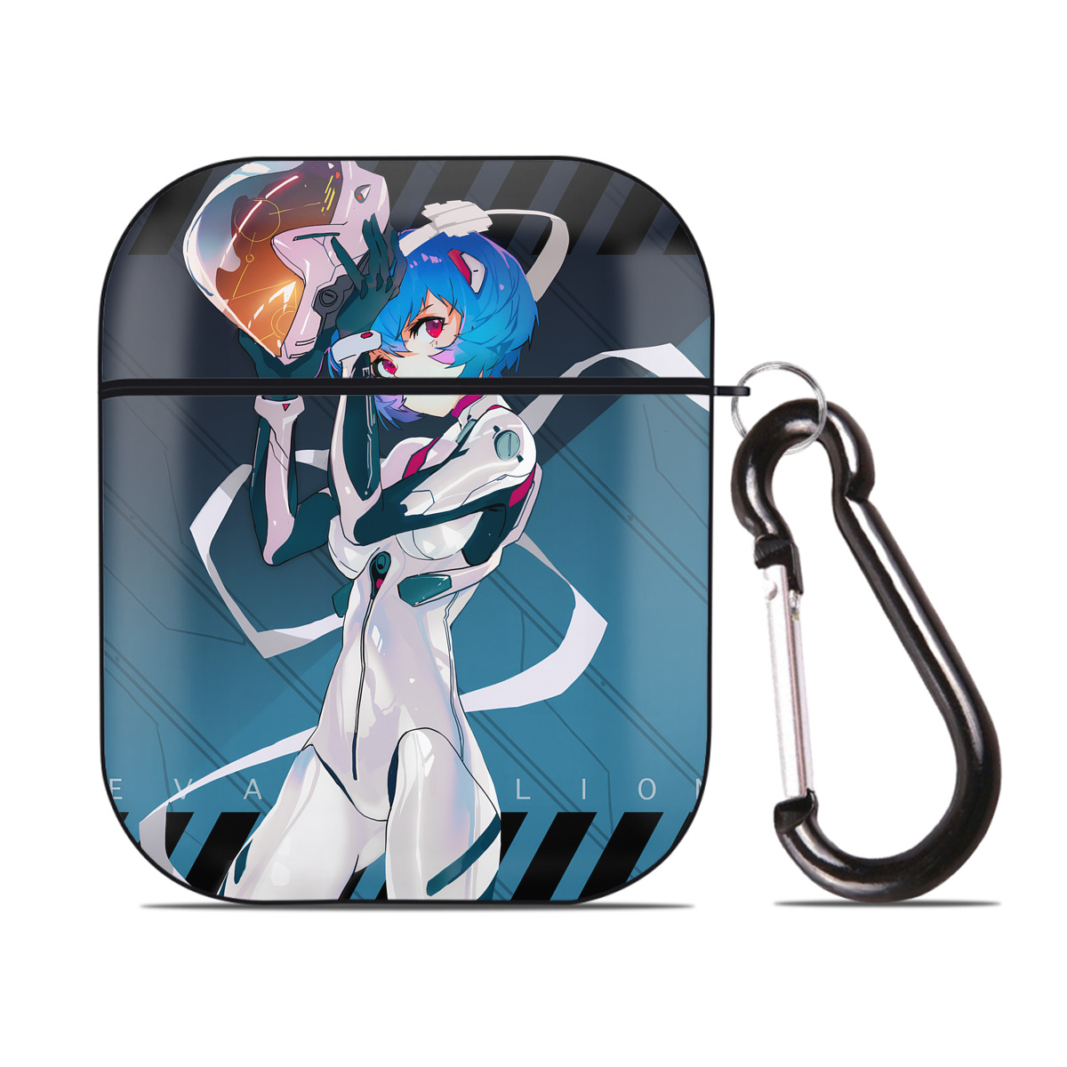 （画像用） EVA 新世紀エヴァンゲリオン AirPods 第2世代保護ケース ハードシェル ブラック 耐衝撃・防指紋・カラビナ付き