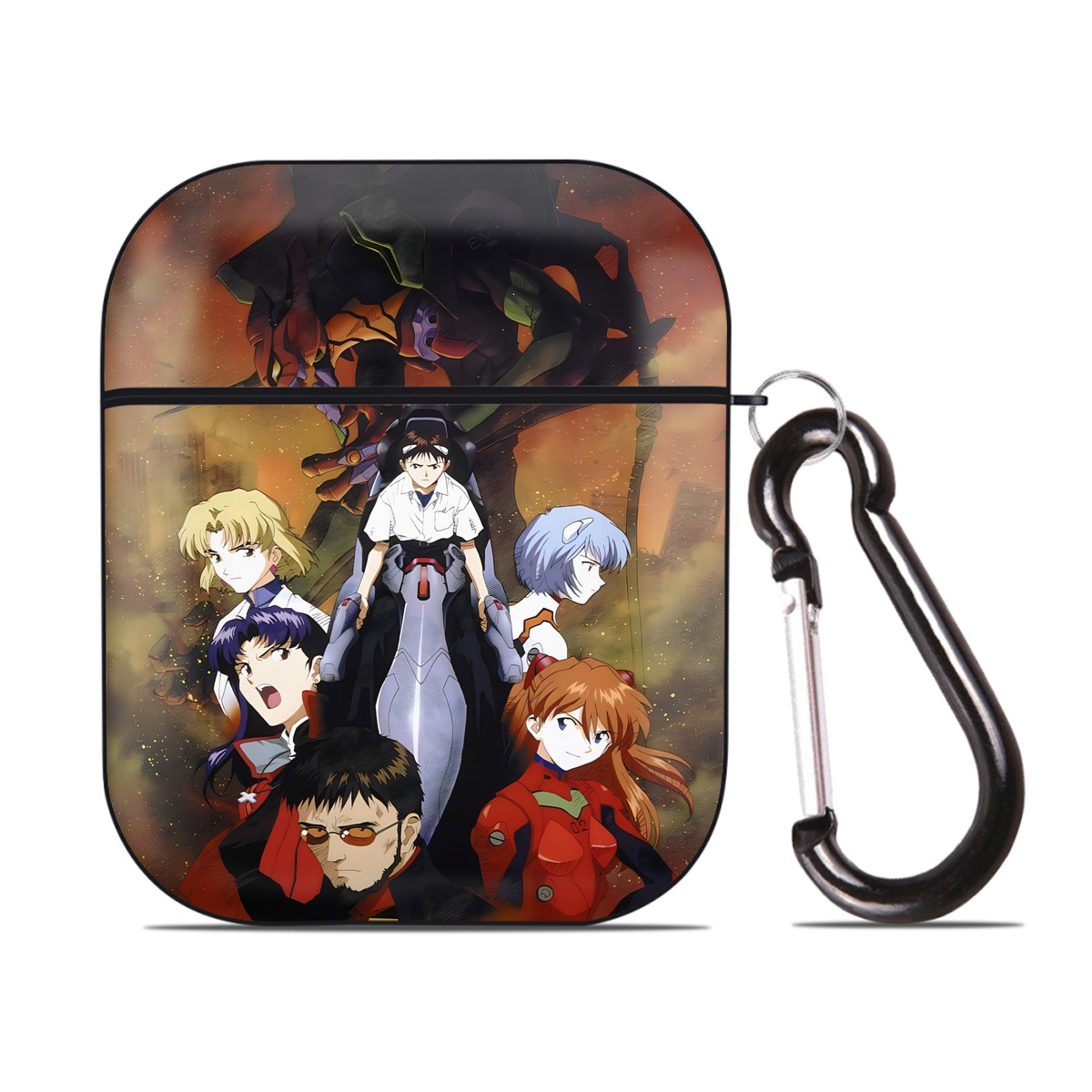 （画像用） EVA 新世紀エヴァンゲリオン AirPods 第2世代保護ケース ハードシェル ブラック 耐衝撃・防指紋・カラビナ付き