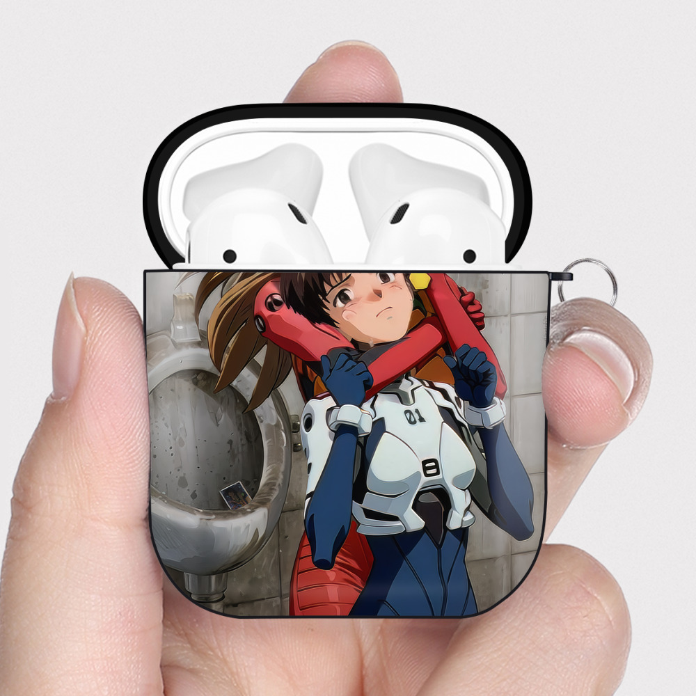 （画像用） EVA 新世紀エヴァンゲリオン AirPods 第2世代保護ケース ハードシェル ブラック 耐衝撃・防指紋・カラビナ付き