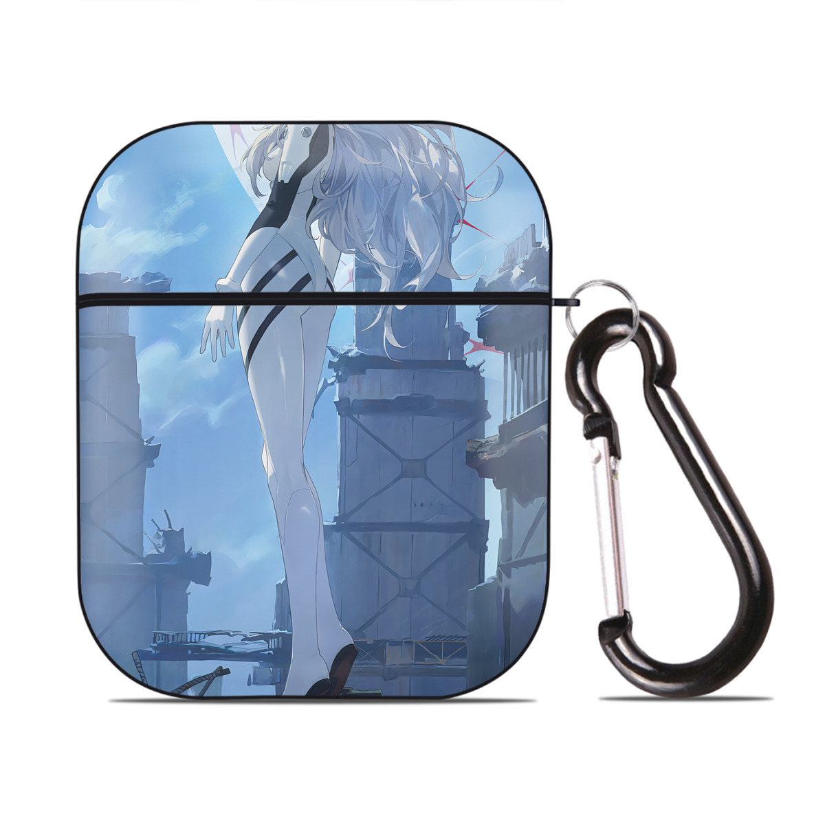 （画像用） EVA 新世紀エヴァンゲリオン AirPods 第2世代保護ケース ハードシェル ブラック 耐衝撃・防指紋・カラビナ付き