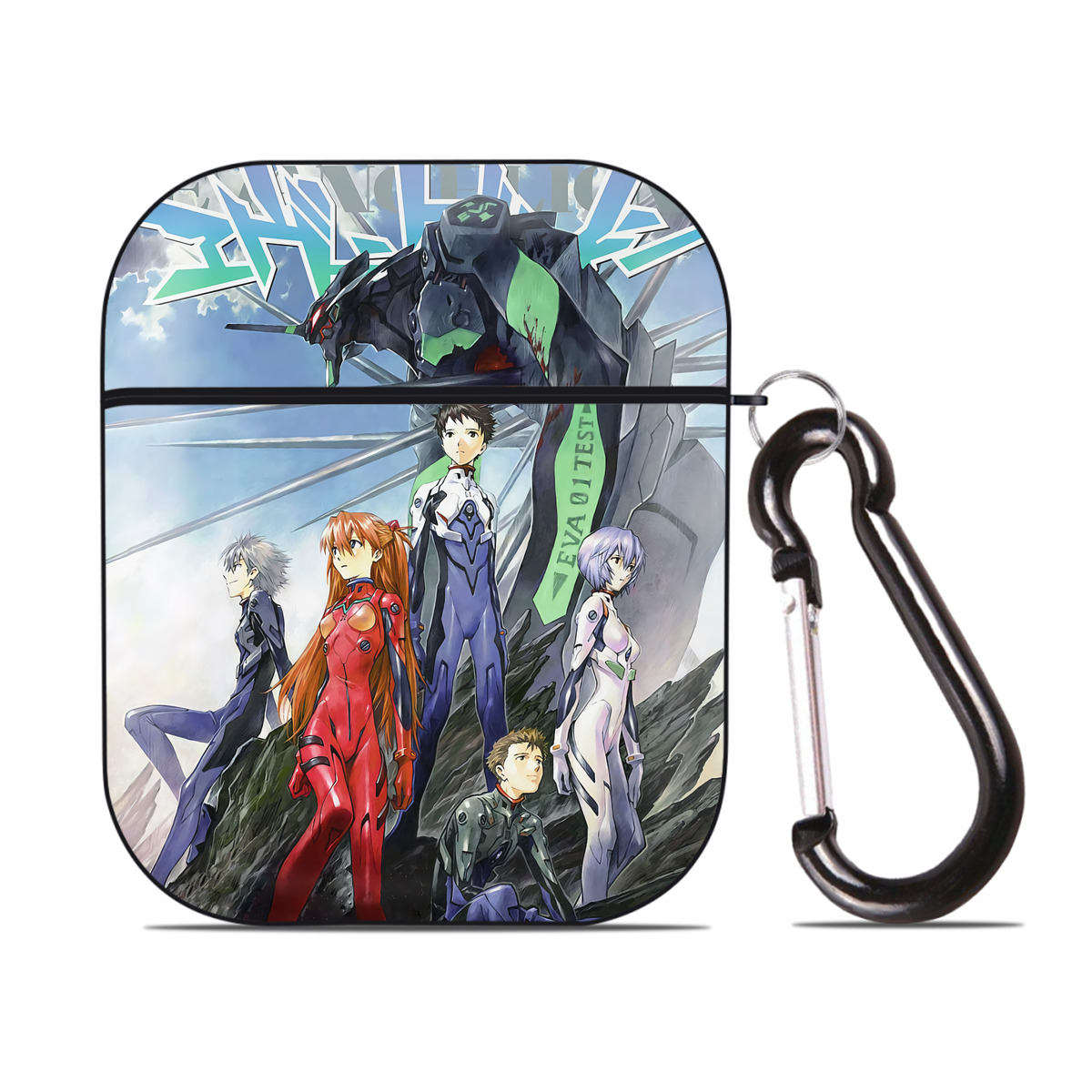 （画像用） EVA 新世紀エヴァンゲリオン AirPods 第2世代保護ケース ハードシェル ブラック 耐衝撃・防指紋・カラビナ付き