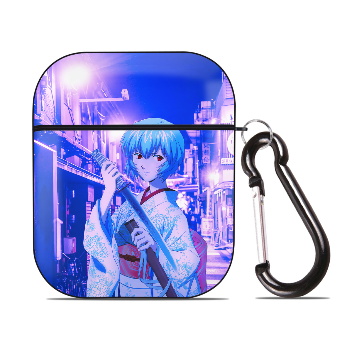 （画像用） EVA 新世紀エヴァンゲリオン AirPods 第2世代保護ケース ハードシェル ブラック 耐衝撃・防指紋・カラビナ付き