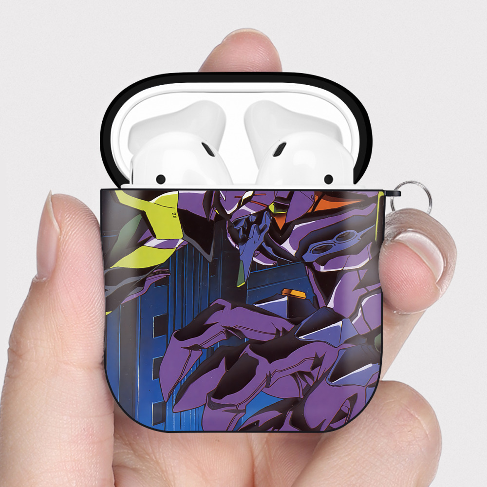 （画像用） EVA 新世紀エヴァンゲリオン AirPods 第2世代保護ケース ハードシェル ブラック 耐衝撃・防指紋・カラビナ付き