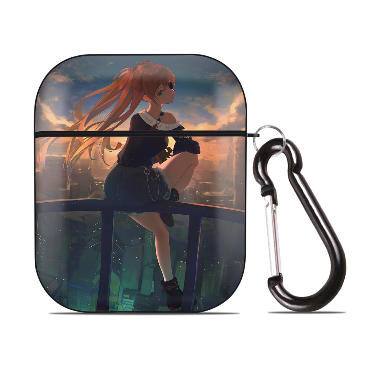 （画像用） EVA 新世紀エヴァンゲリオン AirPods 第2世代保護ケース ハードシェル ブラック 耐衝撃・防指紋・カラビナ付き