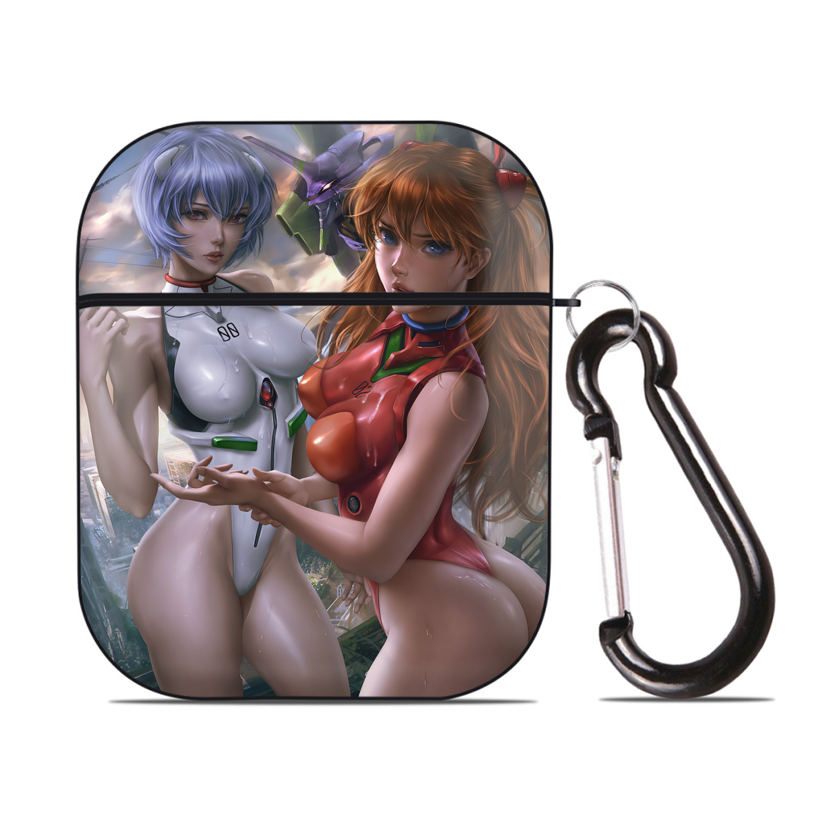 （画像用） EVA 新世紀エヴァンゲリオン AirPods 第2世代保護ケース ハードシェル ブラック 耐衝撃・防指紋・カラビナ付き