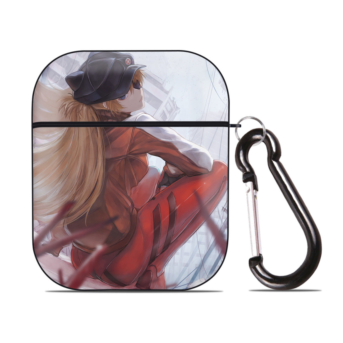 （画像用） EVA 新世紀エヴァンゲリオン AirPods 第2世代保護ケース ハードシェル ブラック 耐衝撃・防指紋・カラビナ付き