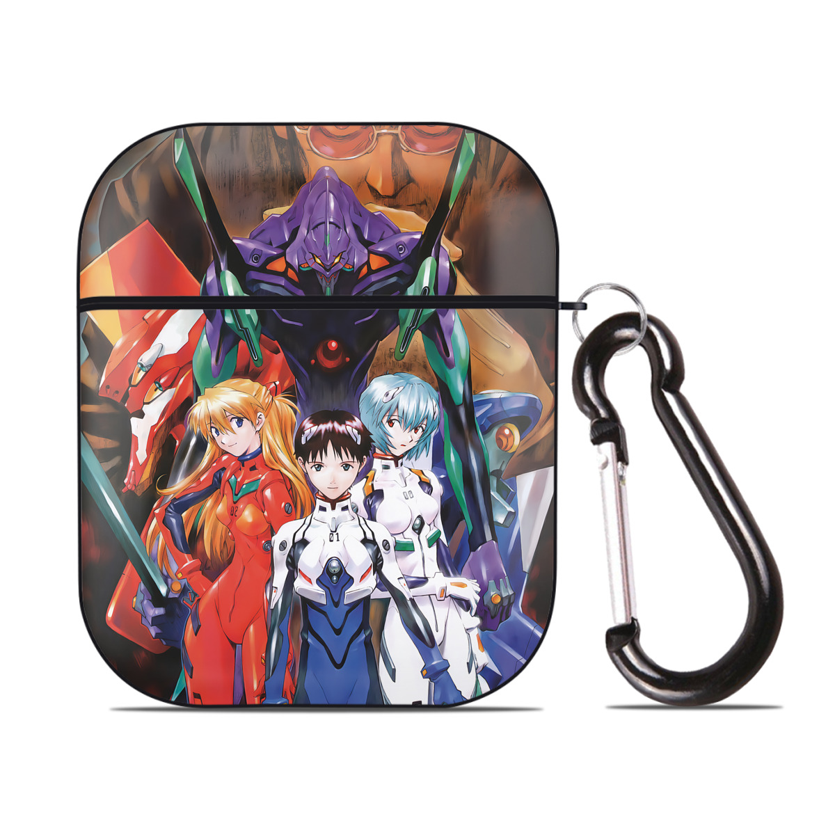 （画像用） EVA 新世紀エヴァンゲリオン AirPods 第2世代保護ケース ハードシェル ブラック 耐衝撃・防指紋・カラビナ付き